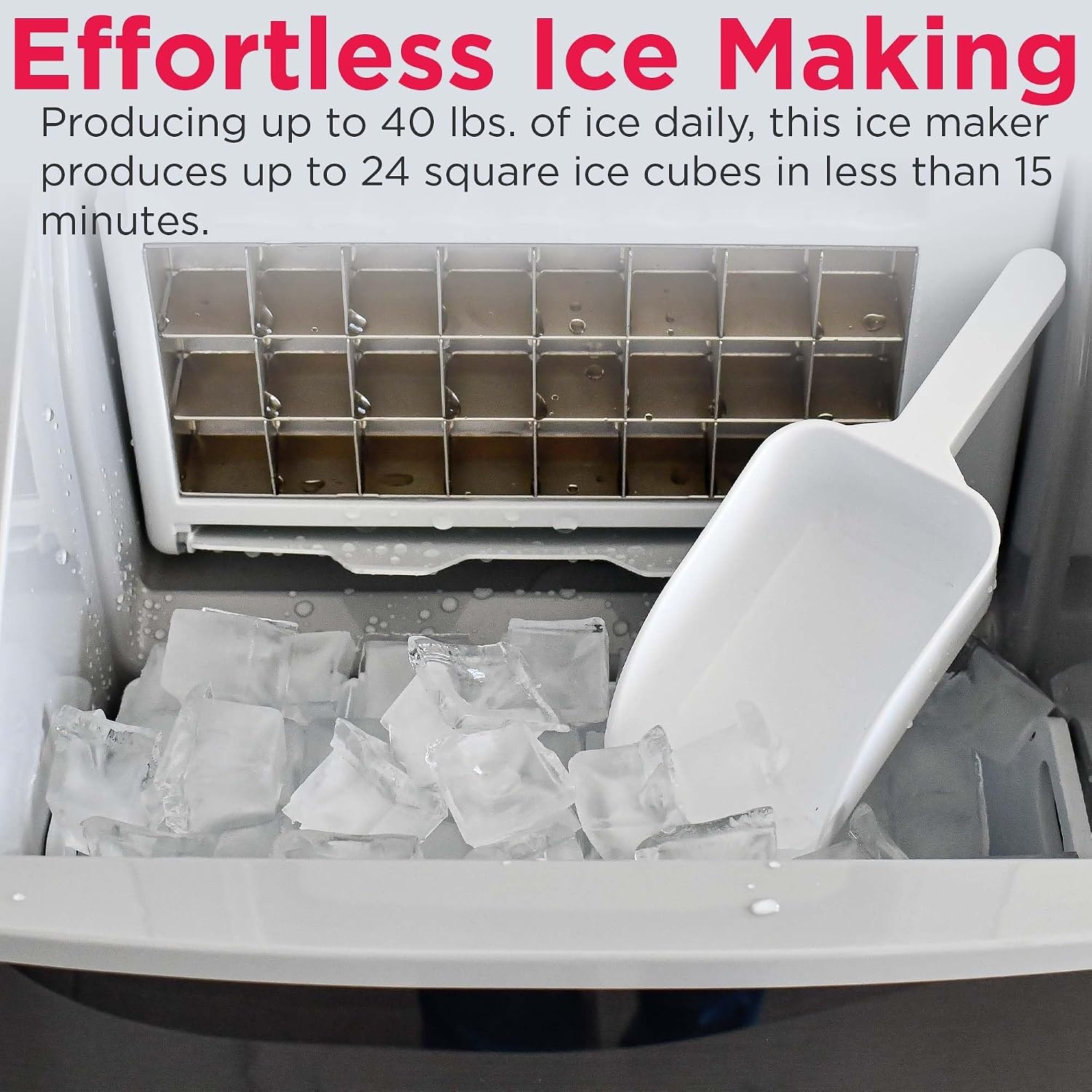 image:imageFrigidaire Ice Maker EFIC452 Countertop Stainless Steel Ice Maker with Transparent Window Clear Ice Cube Maker with 40 lbs Capacity Ice Maker Machine 148 D x 11 W x 141 H Blackblack stainless