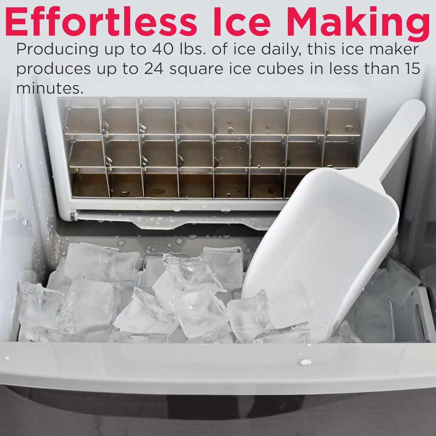 image:imageFrigidaire Ice Maker EFIC452 Countertop Stainless Steel Ice Maker with Transparent Window Clear Ice Cube Maker with 40 lbs Capacity Ice Maker Machine 148 D x 11 W x 141 H Blackstainless