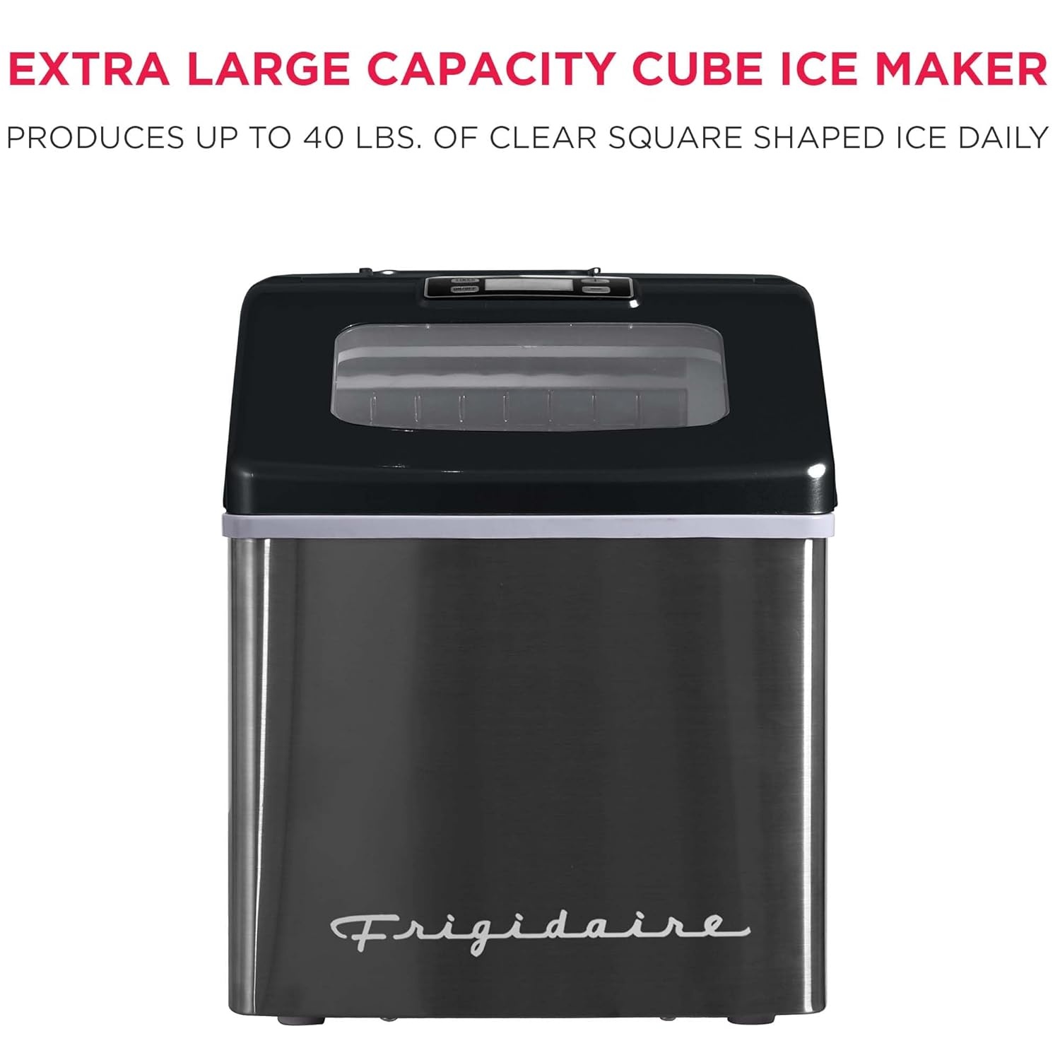 image:imageFrigidaire Ice Maker EFIC452 Countertop Stainless Steel Ice Maker with Transparent Window Clear Ice Cube Maker with 40 lbs Capacity Ice Maker Machine 148 D x 11 W x 141 H Blackblack stainless