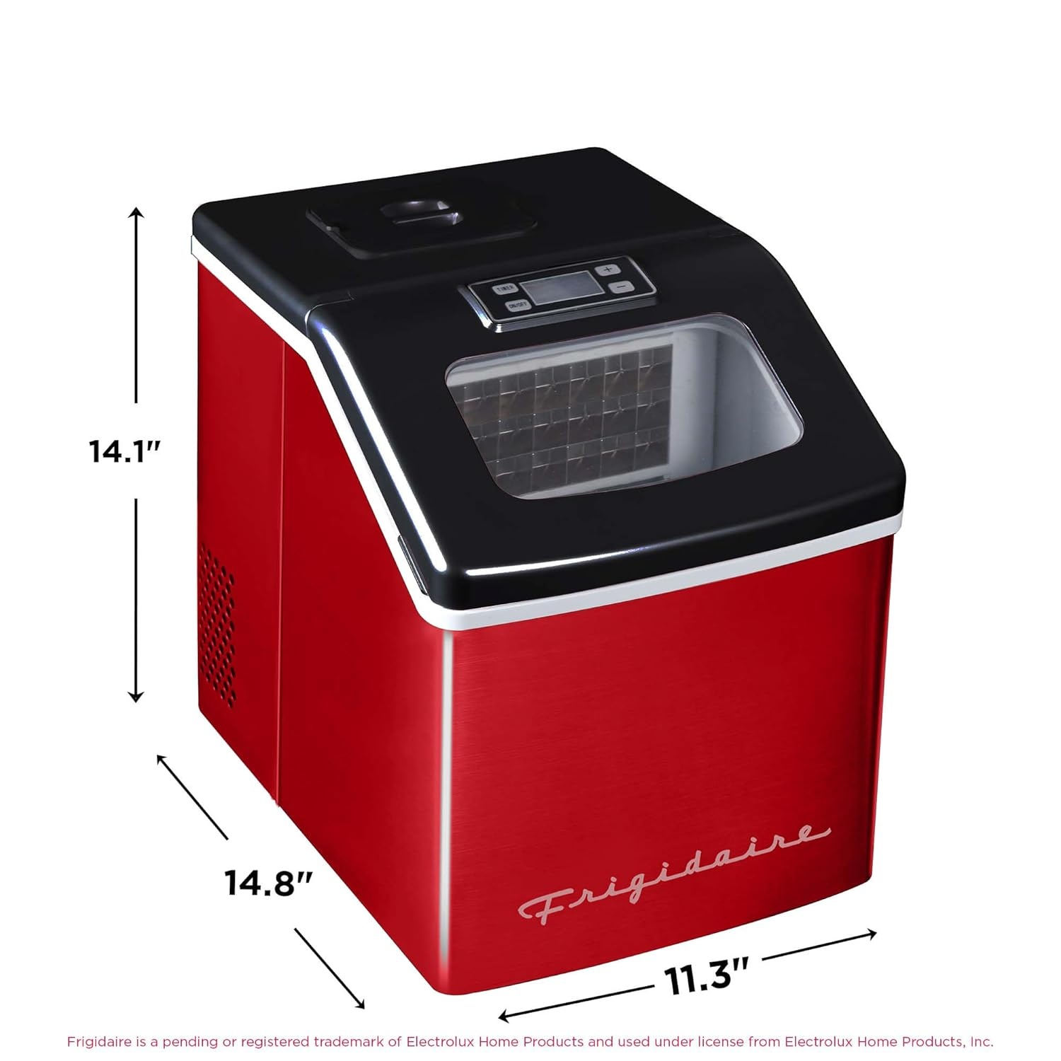 image:imageFrigidaire Ice Maker EFIC452 Countertop Stainless Steel Ice Maker with Transparent Window Clear Ice Cube Maker with 40 lbs Capacity Ice Maker Machine 148 D x 11 W x 141 H Blackred stainless