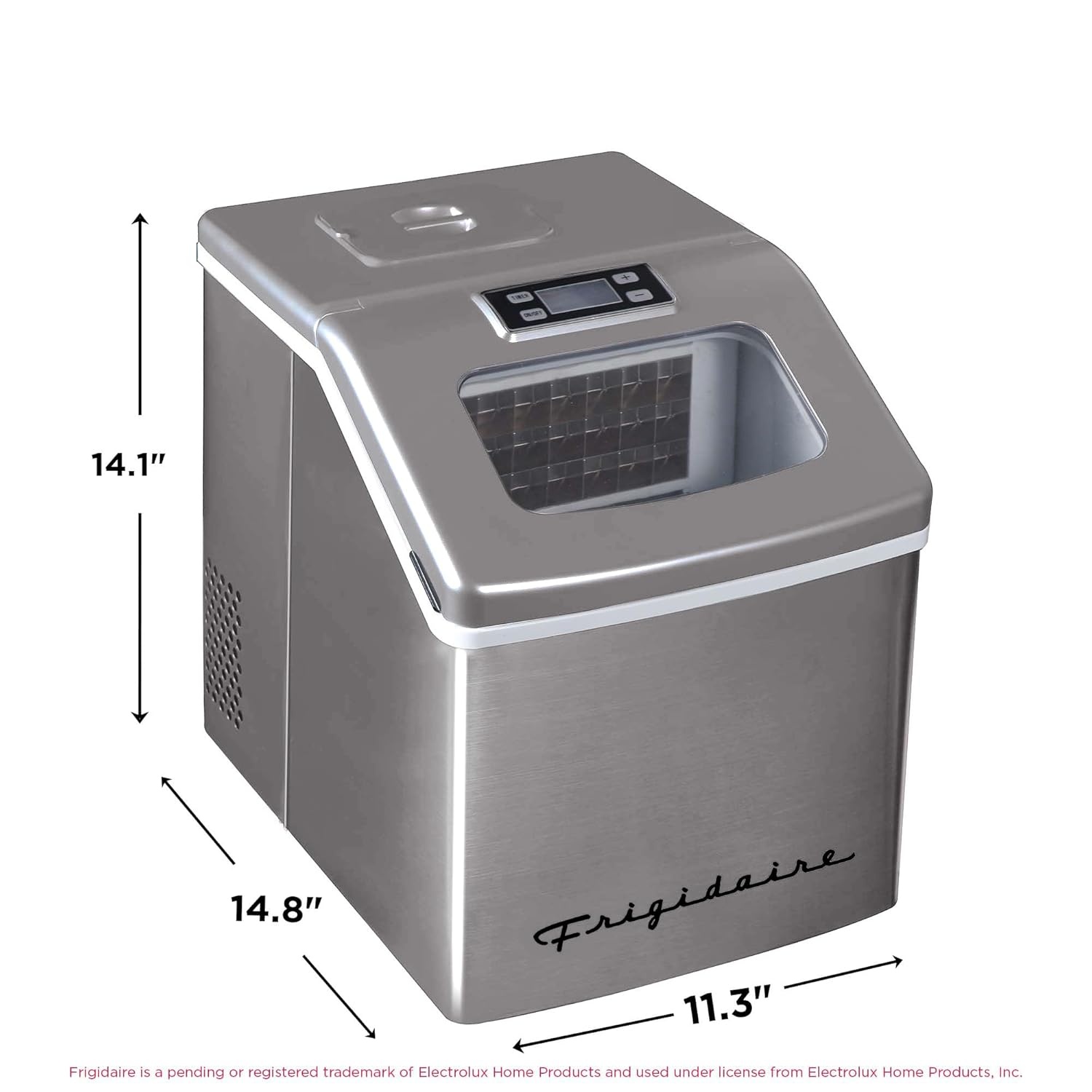 image:imageFrigidaire Ice Maker EFIC452 Countertop Stainless Steel Ice Maker with Transparent Window Clear Ice Cube Maker with 40 lbs Capacity Ice Maker Machine 148 D x 11 W x 141 H Blackstainless