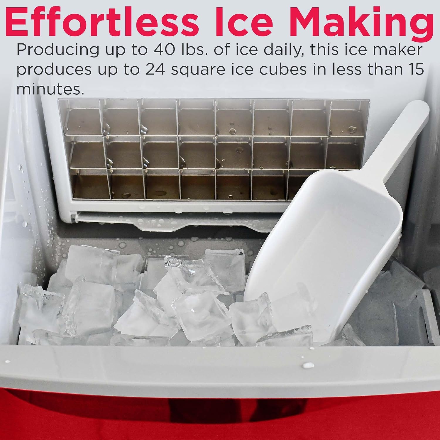 image:imageFrigidaire Ice Maker EFIC452 Countertop Stainless Steel Ice Maker with Transparent Window Clear Ice Cube Maker with 40 lbs Capacity Ice Maker Machine 148 D x 11 W x 141 H Blackred stainless