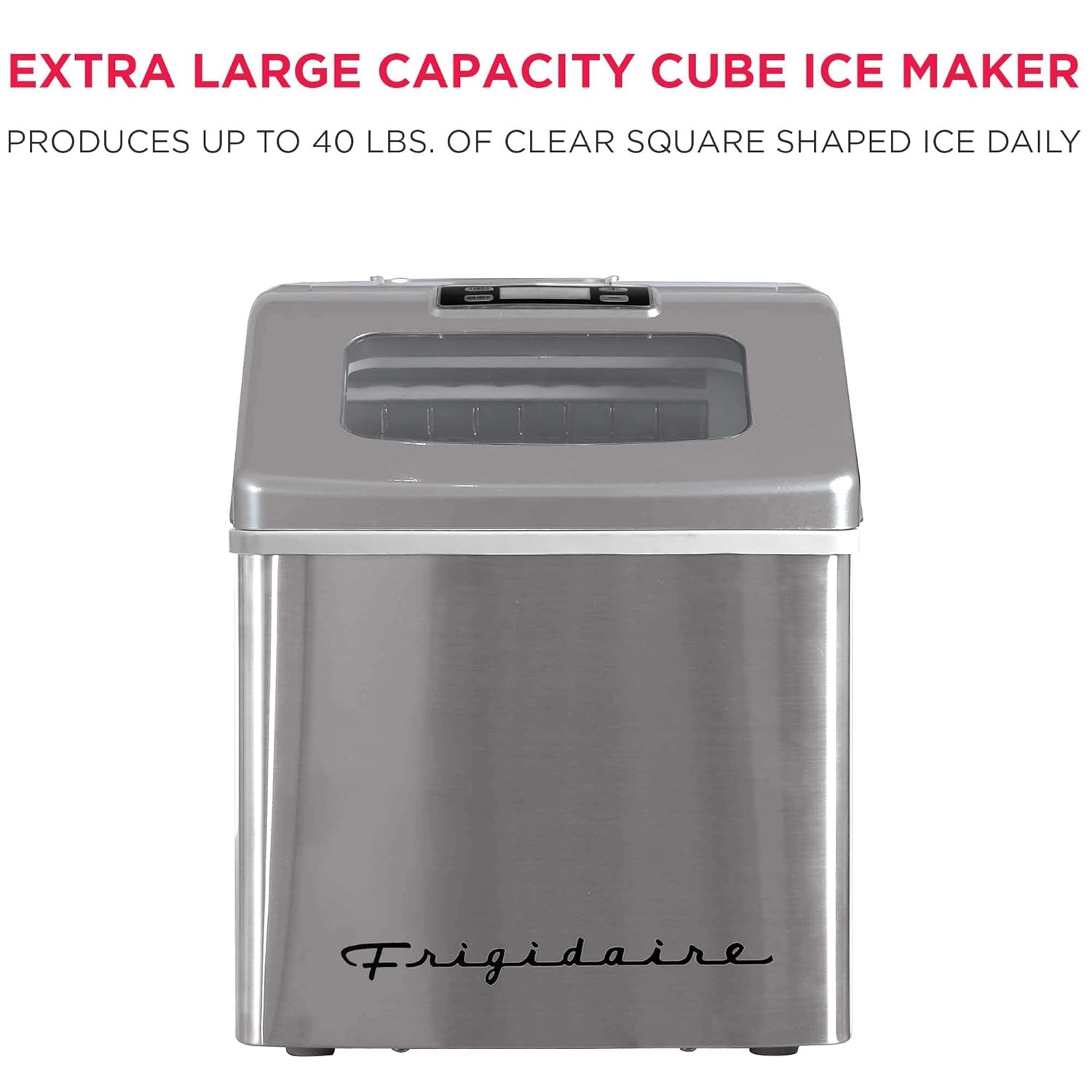 image:imageFrigidaire Ice Maker EFIC452 Countertop Stainless Steel Ice Maker with Transparent Window Clear Ice Cube Maker with 40 lbs Capacity Ice Maker Machine 148 D x 11 W x 141 H Blackstainless
