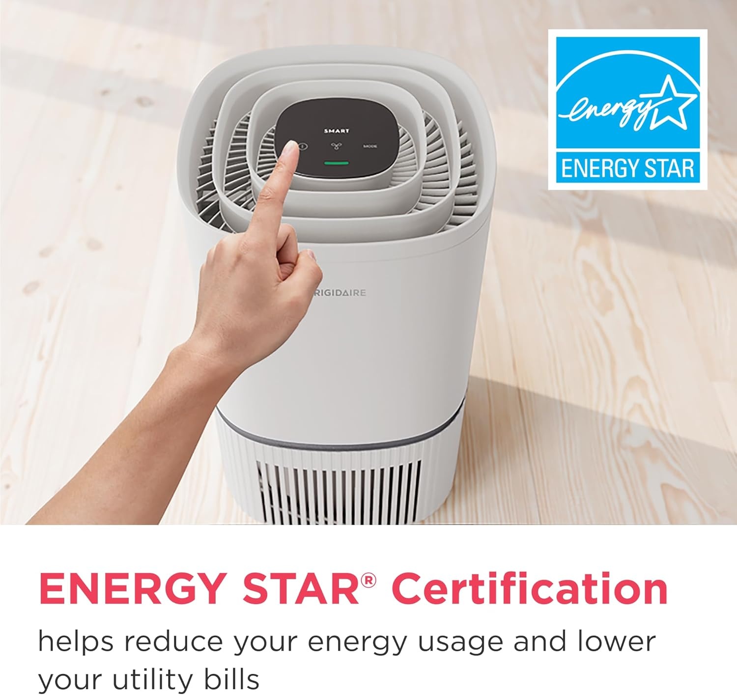 image:imageFrigidaire PureA300 HEPA Air Purifier with WiFi for Small Bedrooms Covers up to 850 Sq Ft 3Stage Filtration Energy Star Certification Air Quality Monitoring Smart Mode Ultra Quiet White850 Square Feet