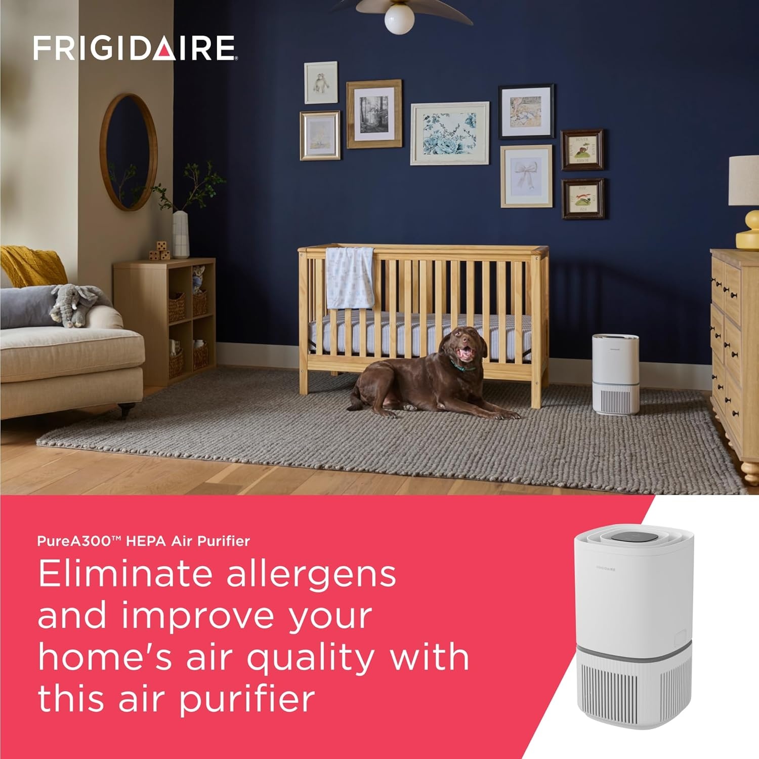 image:imageFrigidaire PureA300 HEPA Air Purifier with WiFi for Small Bedrooms Covers up to 850 Sq Ft 3Stage Filtration Energy Star Certification Air Quality Monitoring Smart Mode Ultra Quiet White850 Square Feet