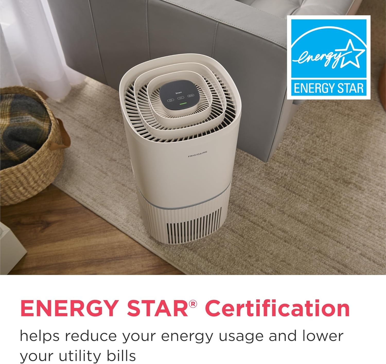 image:imageFrigidaire PureA300 HEPA Air Purifier with WiFi for Small Bedrooms Covers up to 850 Sq Ft 3Stage Filtration Energy Star Certification Air Quality Monitoring Smart Mode Ultra Quiet White1685 Square Feet Wifi