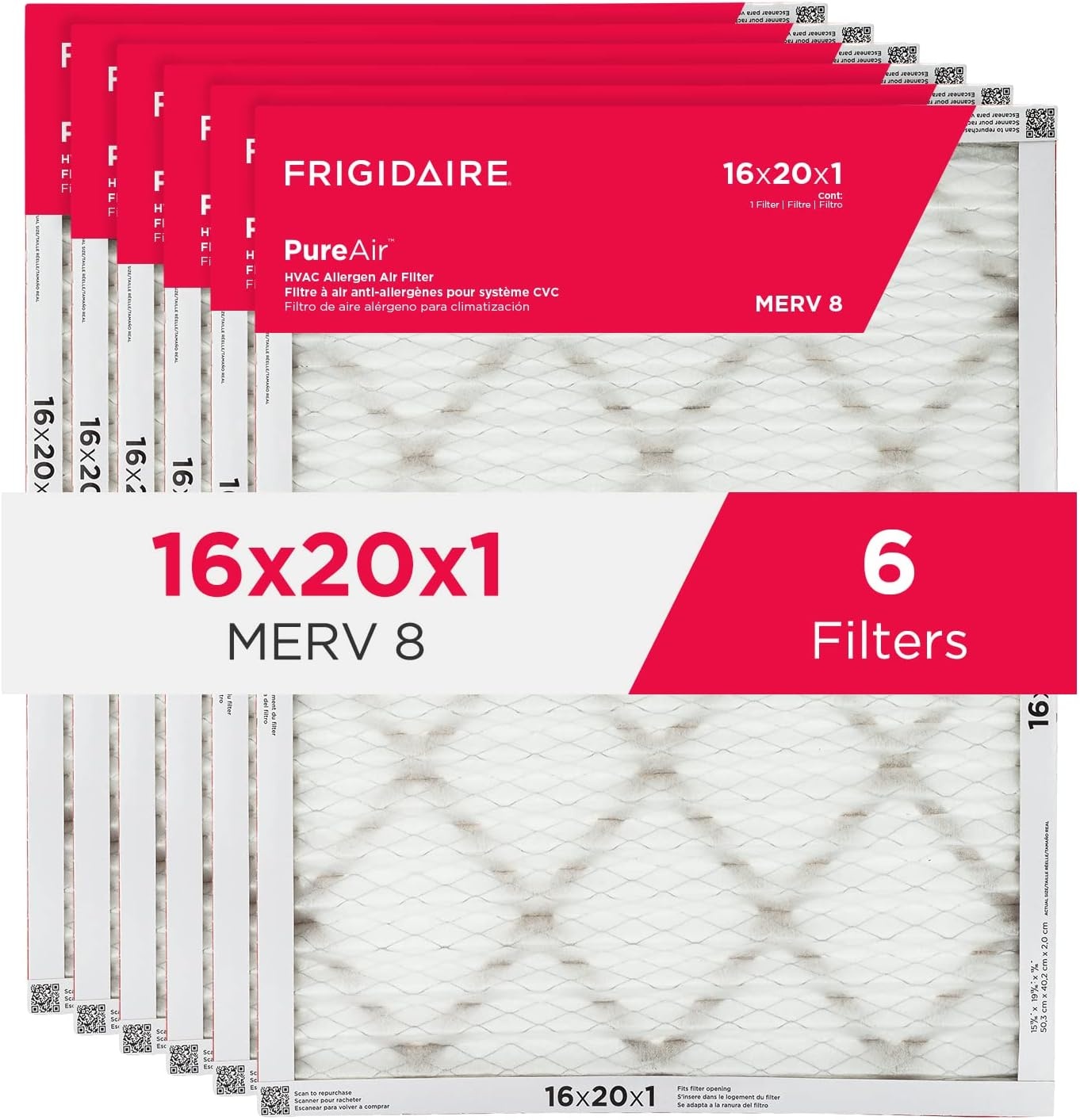 image:imageFrigidaire PureAir 16 x 20 x 1 MERV 8 Allergen Air Filter 2 Pack16 x 20 x 1