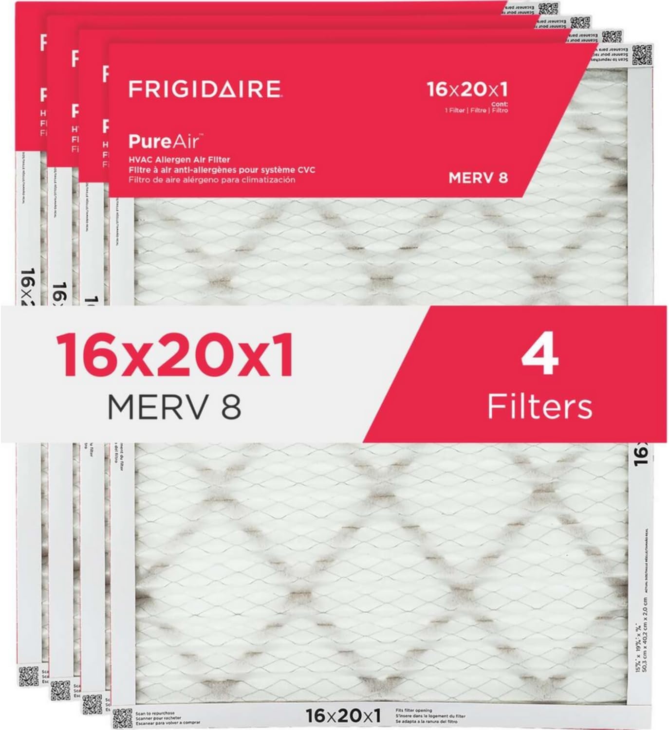 image:imageFrigidaire PureAir 16 x 20 x 1 MERV 8 Allergen Air Filter 2 Pack16 x 20 x 1
