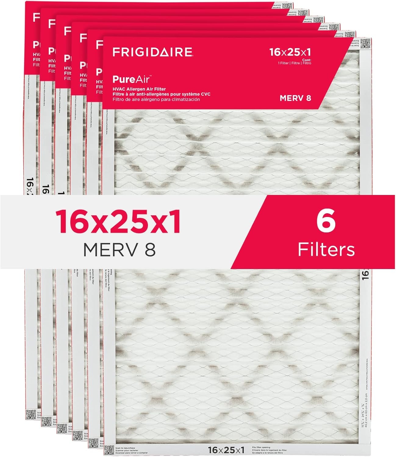 image:imageFrigidaire PureAir 16 x 20 x 1 MERV 8 Allergen Air Filter 2 Pack16 x 25 x 1