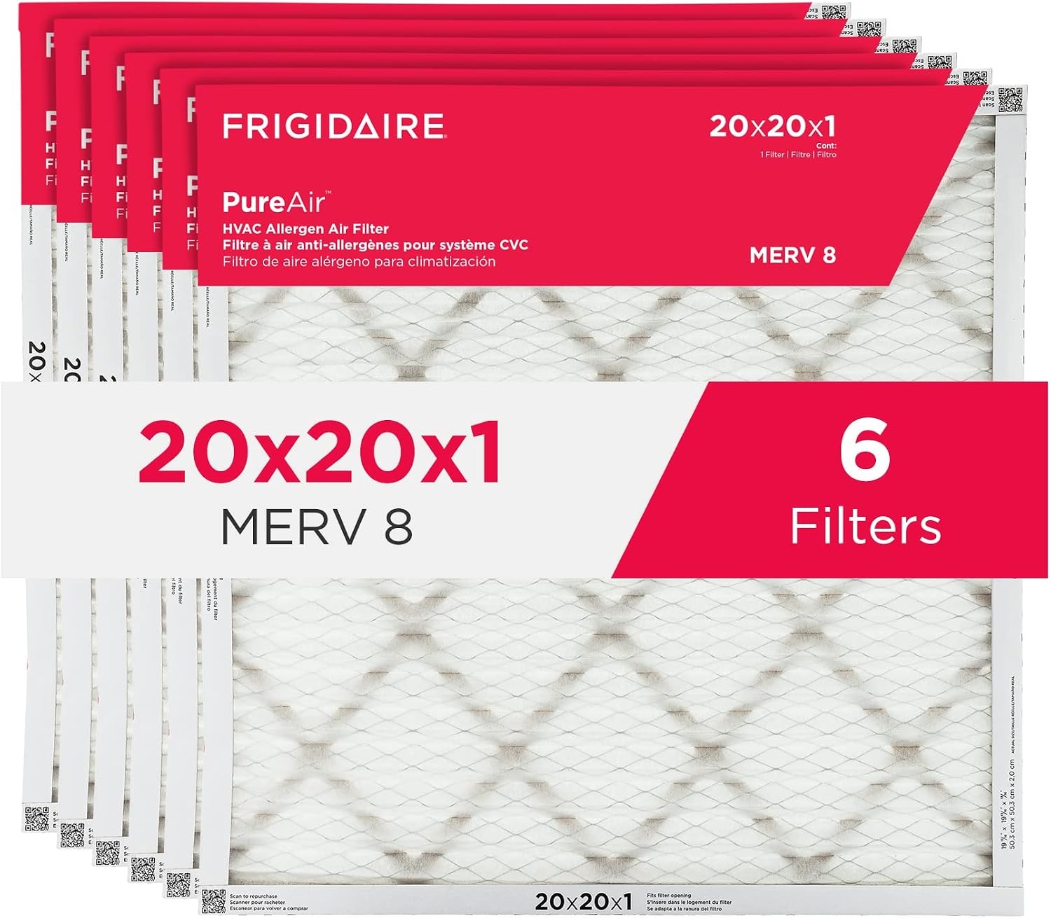 image:imageFrigidaire PureAir 16 x 20 x 1 MERV 8 Allergen Air Filter 2 Pack20 x 20 x 1