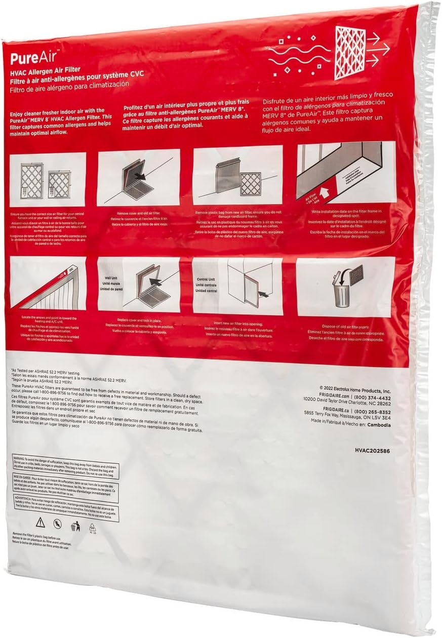 image:imageFrigidaire PureAir 16 x 20 x 1 MERV 8 Allergen Air Filter 2 Pack20 x 25 x 1