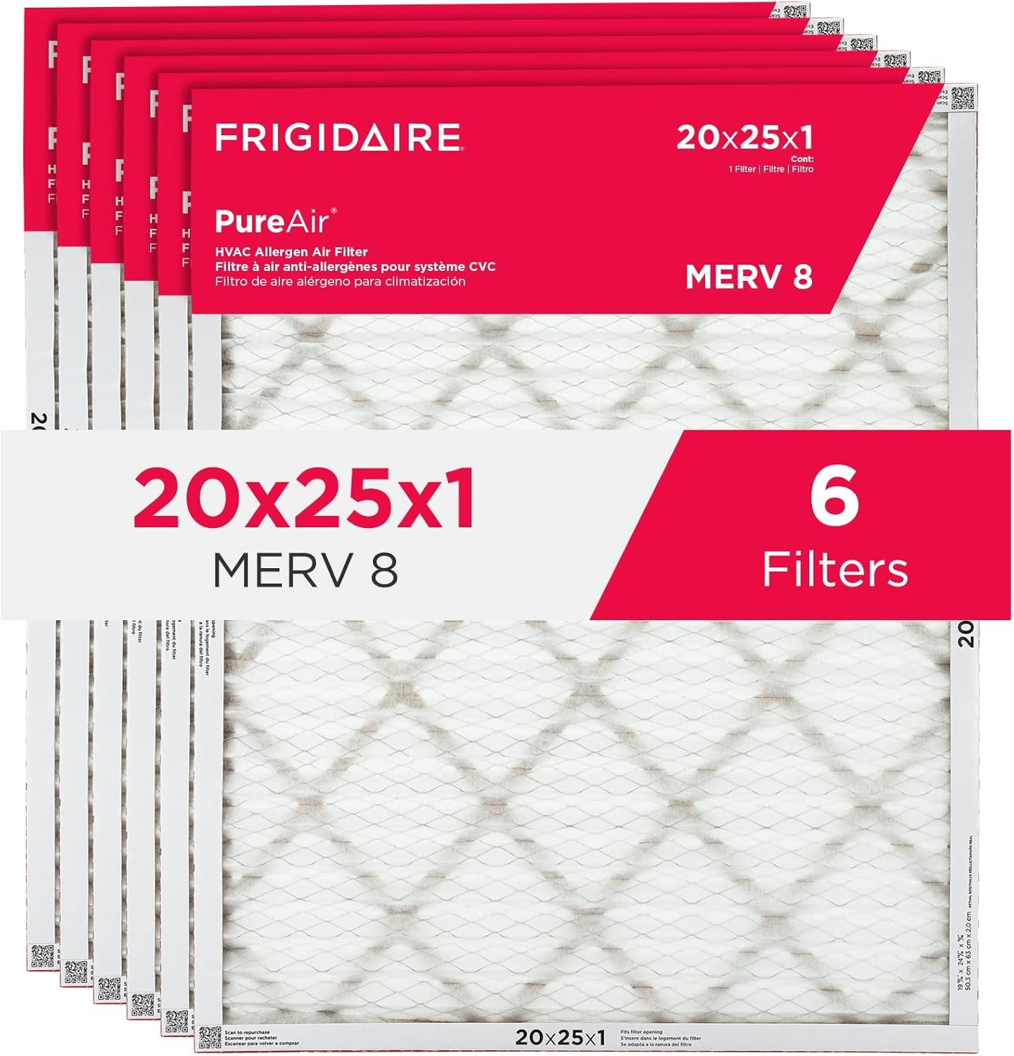 image:imageFrigidaire PureAir 16 x 20 x 1 MERV 8 Allergen Air Filter 2 Pack20 x 25 x 1