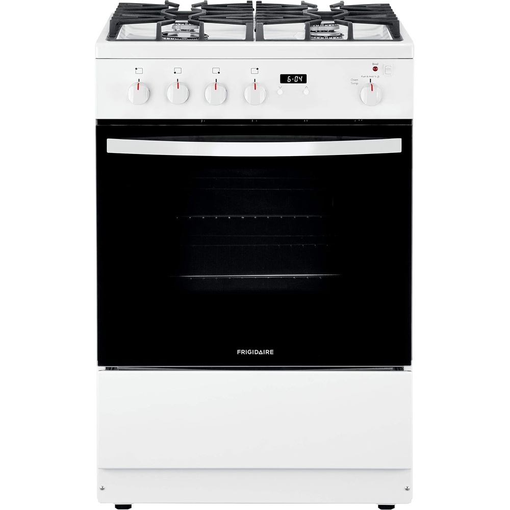 image:imageFrigidaire 24 in 19 Cu Ft Gas Range in Stainless Steel with Continuous Cast Iron Grates ADA CompliantWhite
