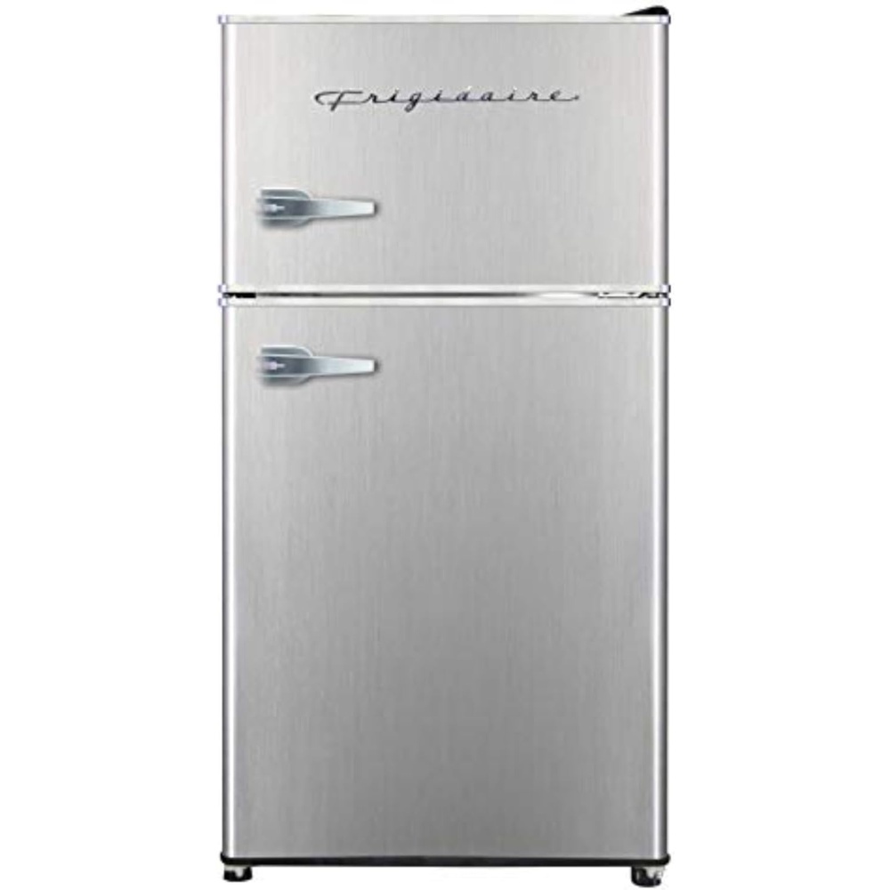 image:imageFrigidaire EFR3A1 Compact Small TopFreezer Refrigerator Stainless Steel Mini Bar Fridge Platinum Series2126 D x 1783 W x 335 H 32 cu ft Double DoorStainless Steel