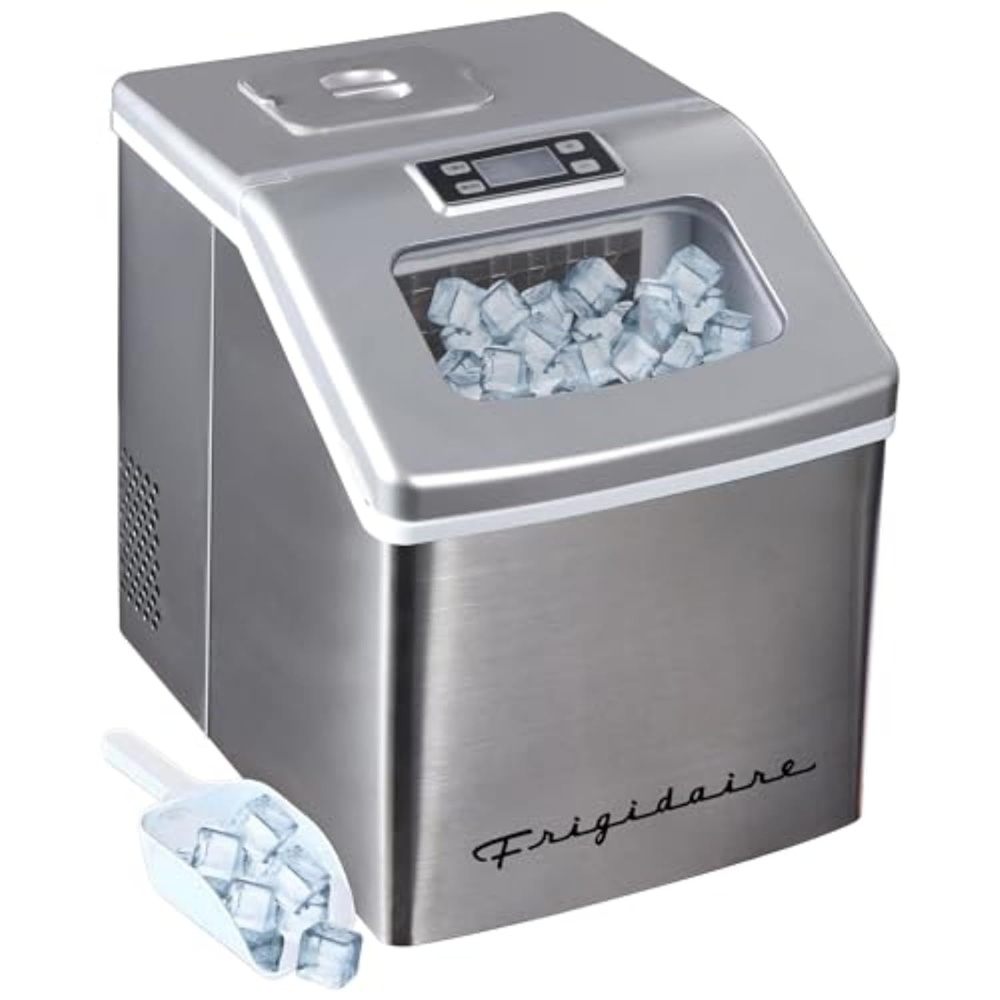image:imageFrigidaire Ice Maker EFIC452 Countertop Stainless Steel Ice Maker with Transparent Window Clear Ice Cube Maker with 40 lbs Capacity Ice Maker Machine 148 D x 11 W x 141 H Blackstainless