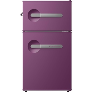Frigidaire EFR3A1 Compact Small Top-Freezer Refrigerator, Stainless Steel Mini Bar Fridge, Platinum Series-21.26″ D x 17.83″ W x 33.5″ H, 3.2 cu ft Double Door(Purple)