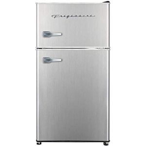 Frigidaire EFR3A1 Compact Small Top-Freezer Refrigerator, Stainless Steel Mini Bar Fridge, Platinum Series-21.26″ D x 17.83″ W x 33.5″ H, 3.2 cu ft Double Door(Stainless Steel)