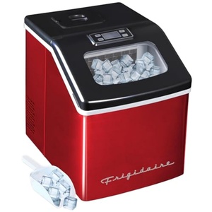 Frigidaire Ice Maker EFIC452, Countertop Stainless Steel Ice Maker with Transparent Window, Clear Ice Cube Maker with 40 lbs. Capacity, Ice Maker Machine – 14.8″ D x 11″ W x 14.1″ H (Black)(red stainless)