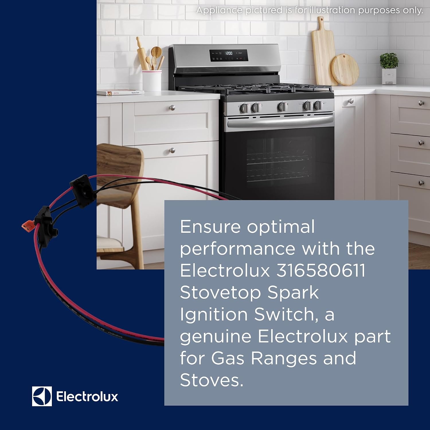 image:imageElectrolux 316580611 Stovetop Spark Ignition Switch for Gas Ranges and Stoves