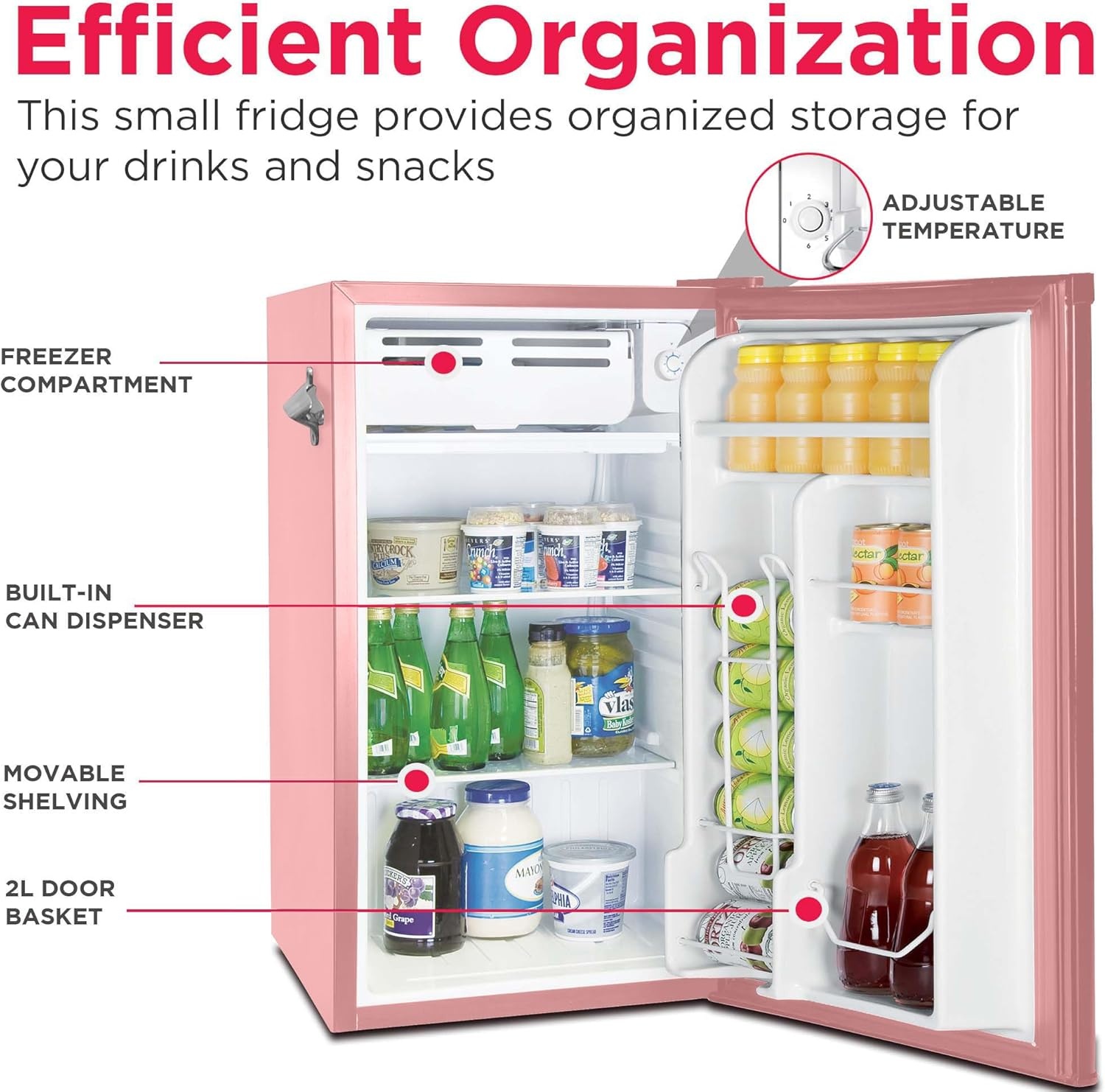 image:imageFRIGIDAIRE EFR376BLACK 31 Cu Ft Black Retro Bar Fridge with Side Bottle OpenerBright Pink