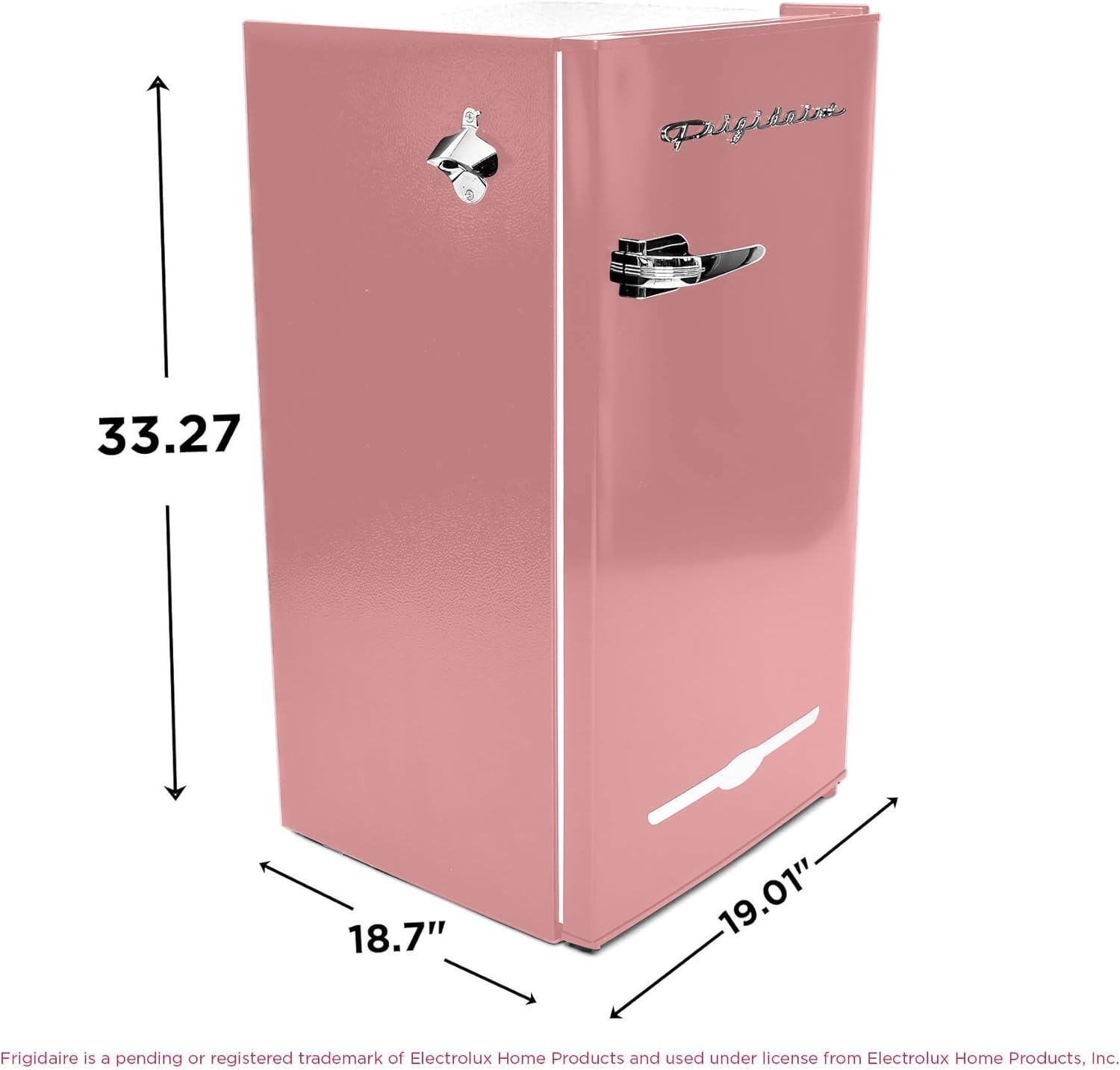 image:imageFRIGIDAIRE EFR376BLACK 31 Cu Ft Black Retro Bar Fridge with Side Bottle OpenerBright Pink