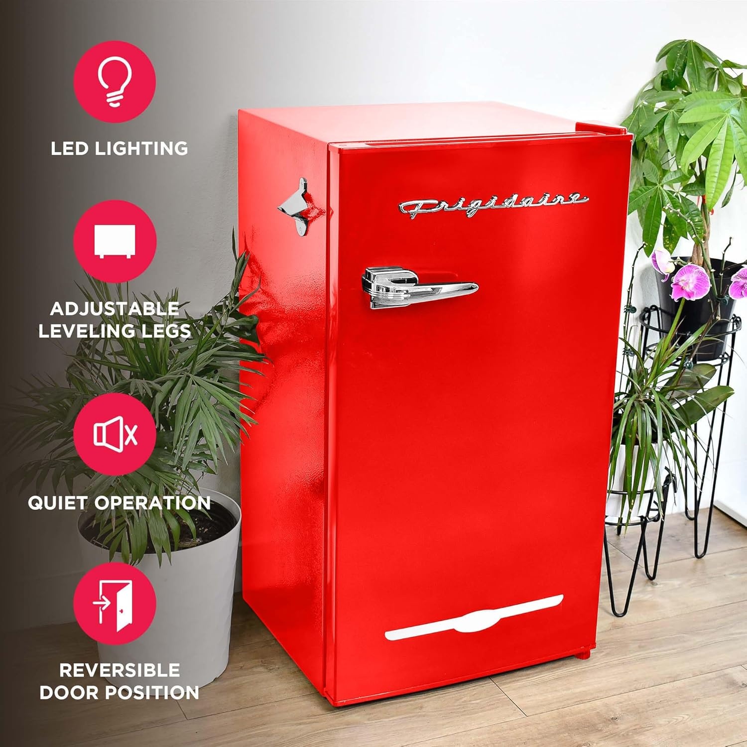 image:imageFRIGIDAIRE EFR376BLACK 31 Cu Ft Black Retro Bar Fridge with Side Bottle OpenerRED