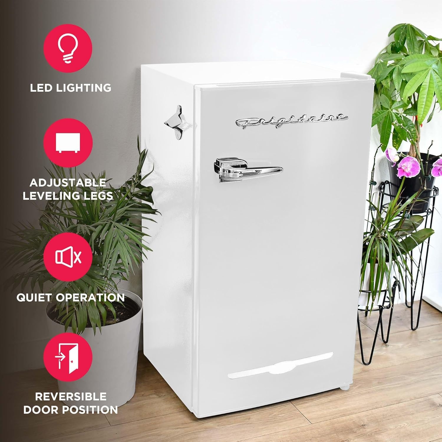 image:imageFRIGIDAIRE EFR376BLACK 31 Cu Ft Black Retro Bar Fridge with Side Bottle OpenerWHITE