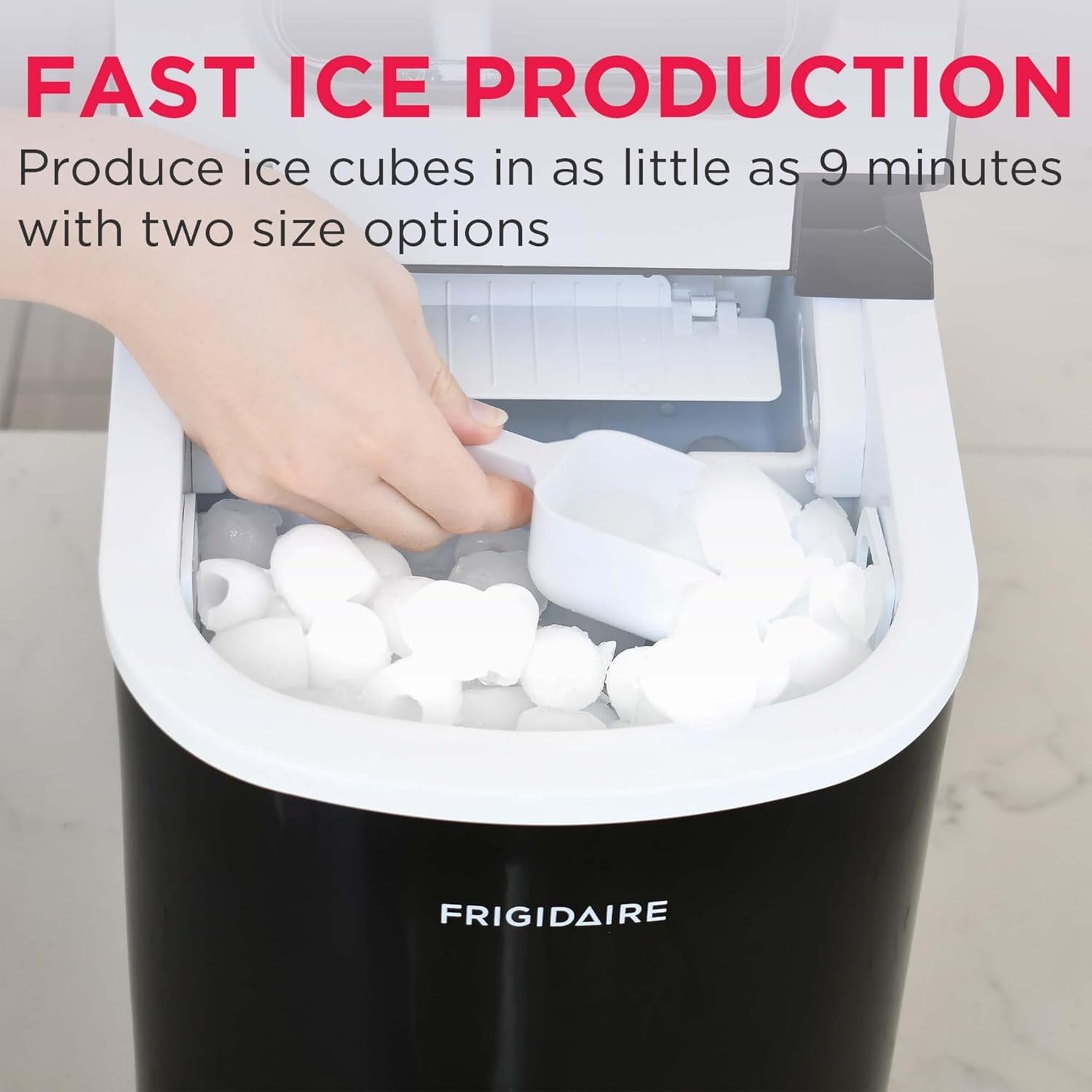 image:imageFRIGIDAIRE Portable Compact Ice Maker Counter Top Ice Making Machine 26lb per day WhiteBlack