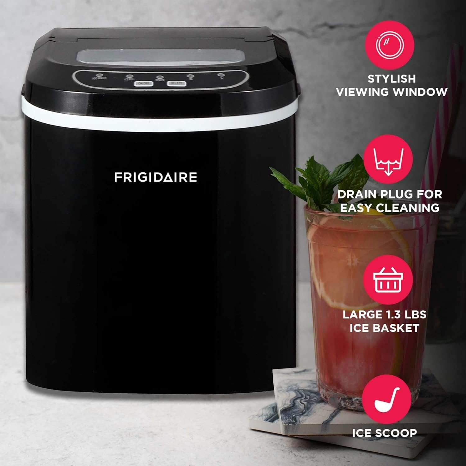 image:imageFRIGIDAIRE Portable Compact Ice Maker Counter Top Ice Making Machine 26lb per day WhiteBlack