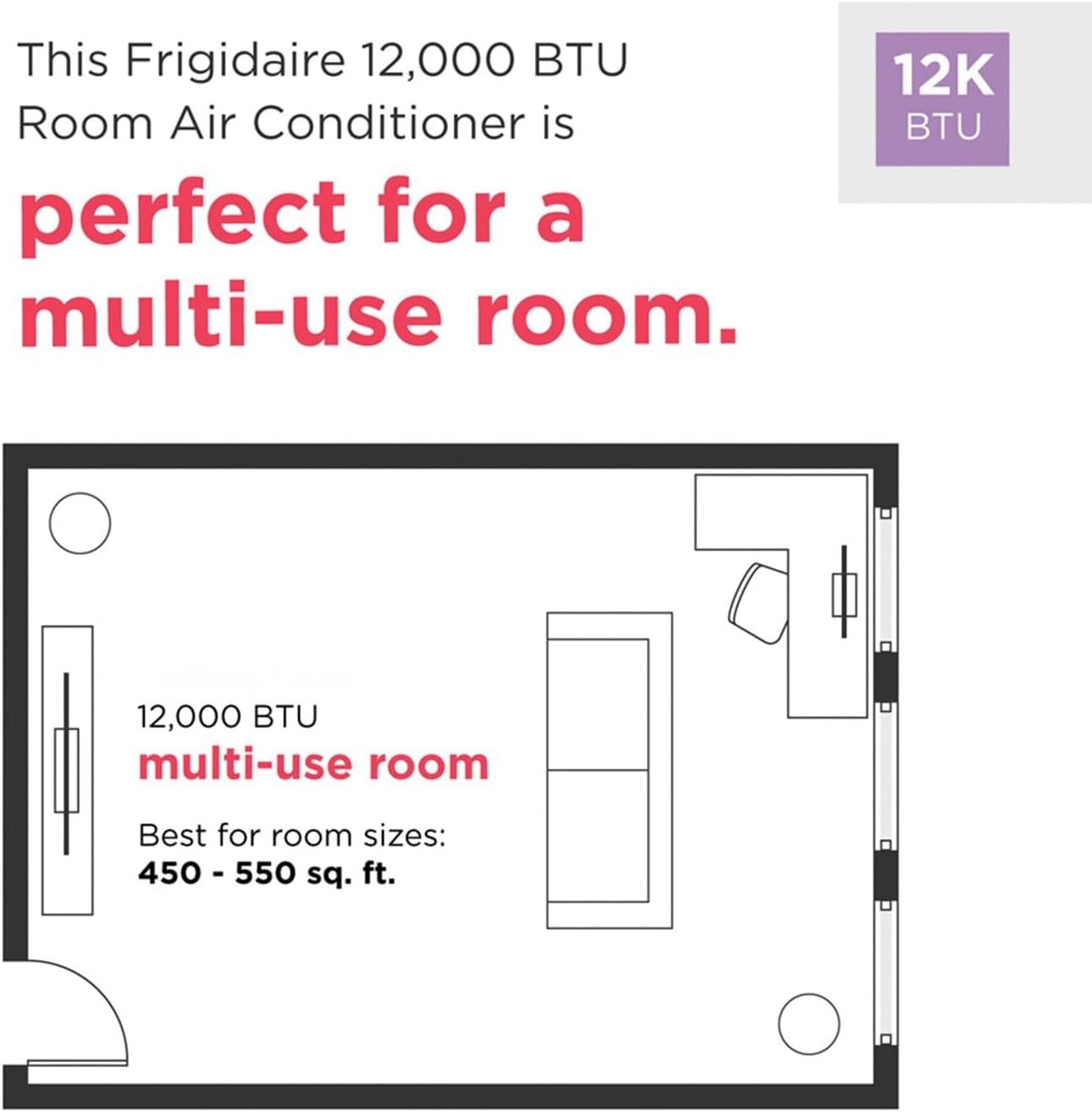image:imageFrigidaire 115V 12000 BTU Wall Air Conditioner with Dehumidifier Fan amp Remote Control Quiet Energy Efficient Wall Mounted AC Unit for Home Cooling Cools Rooms Up To 550 Sq Ft