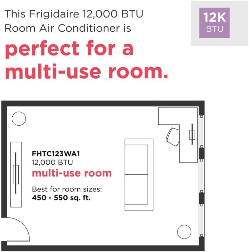 image:imageFrigidaire 12000 BTU Cooling BuiltIn Room Wall Air Conditioner with Air Ionizer Washable Filter and Remote Control White