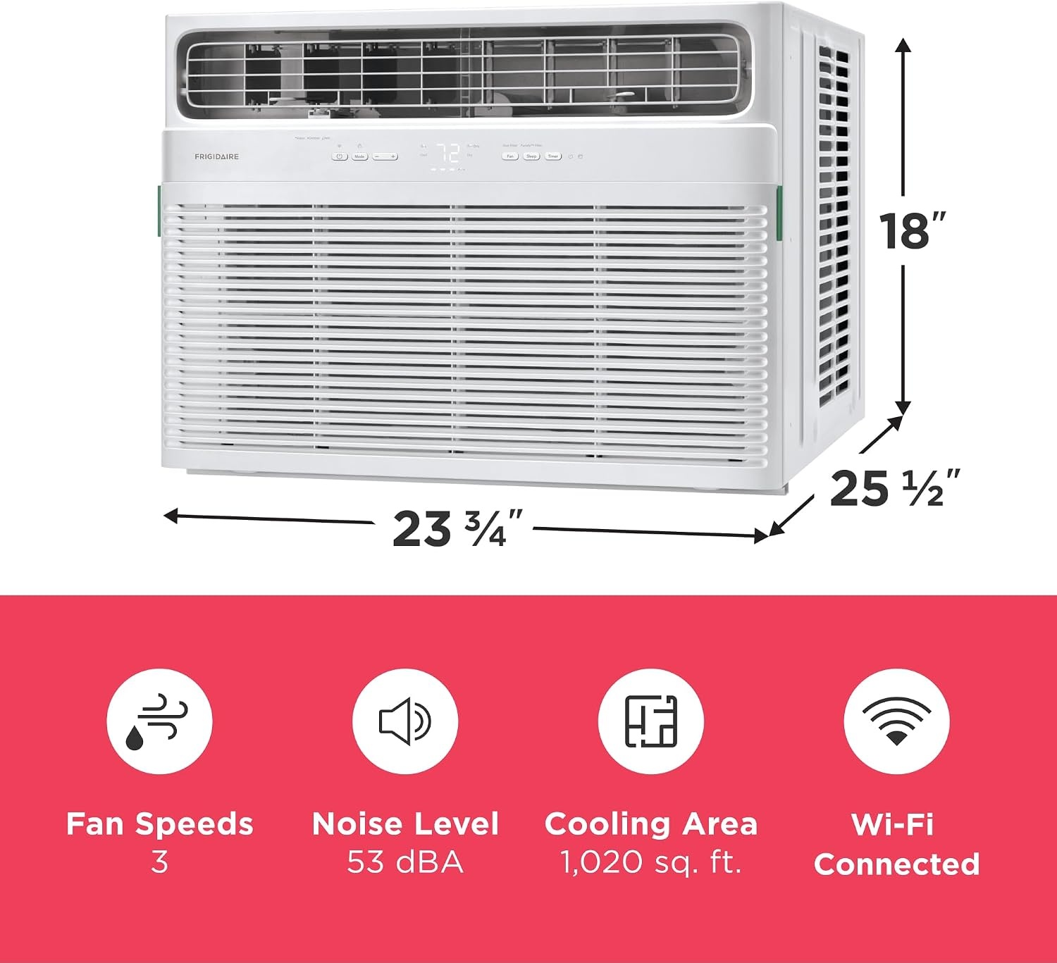 image:imageFrigidaire 18000 BTU Smart Window Air Conditioner with WiFi Cools Up to 1020 Sq Ft Remote Control Quiet Operation Eco Mode 3 Fan Speeds White