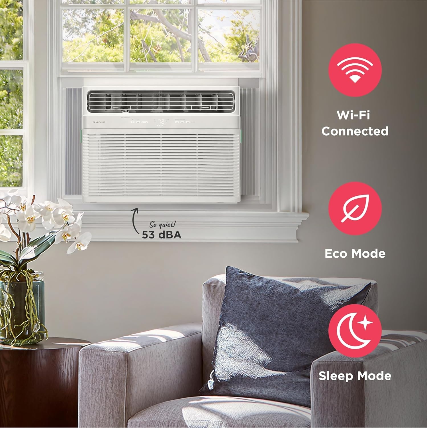 image:imageFrigidaire 18000 BTU Smart Window Air Conditioner with WiFi Cools Up to 1020 Sq Ft Remote Control Quiet Operation Eco Mode 3 Fan Speeds White