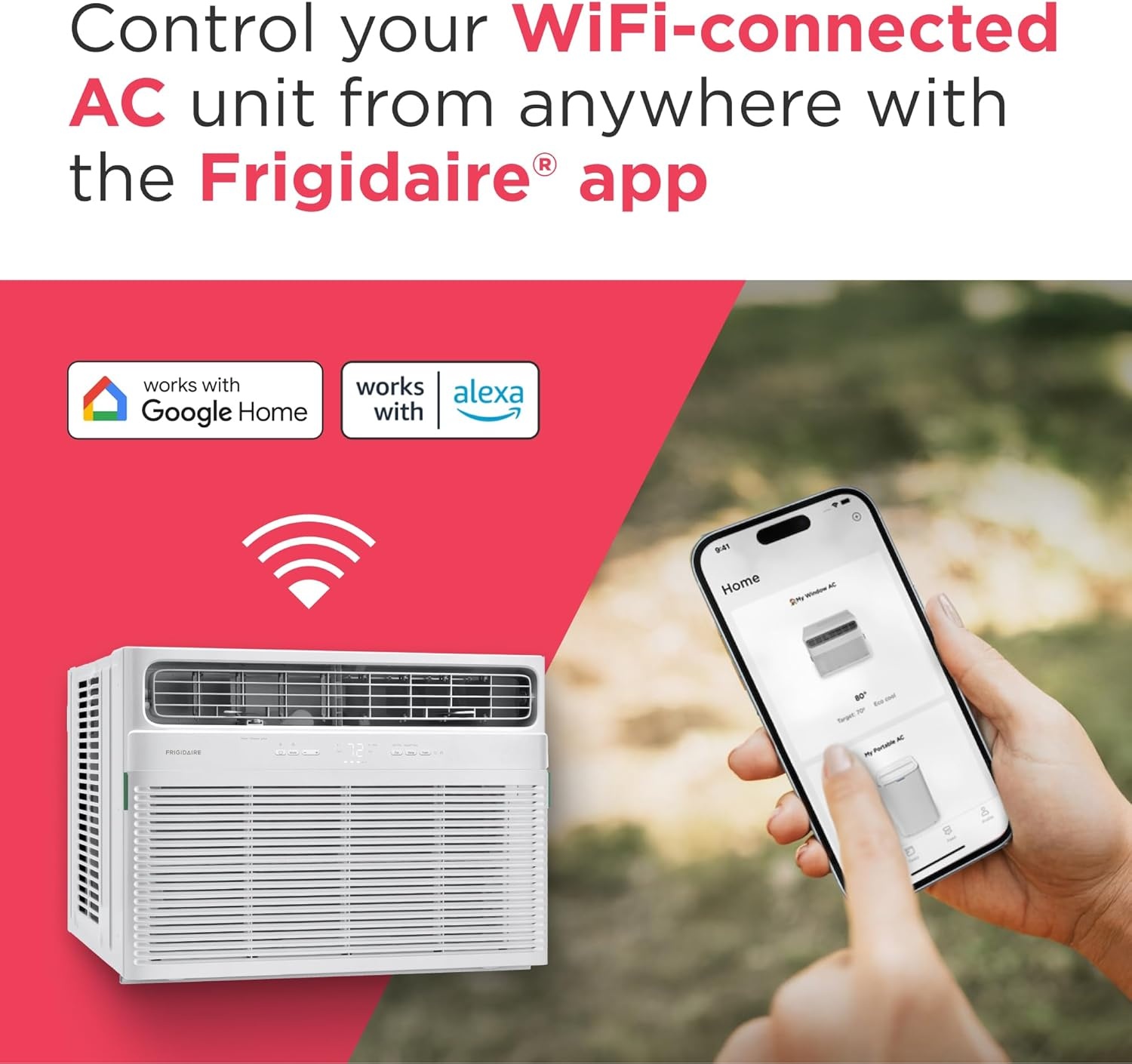 image:imageFrigidaire 18000 BTU Smart Window Air Conditioner with WiFi Cools Up to 1020 Sq Ft Remote Control Quiet Operation Eco Mode 3 Fan Speeds White