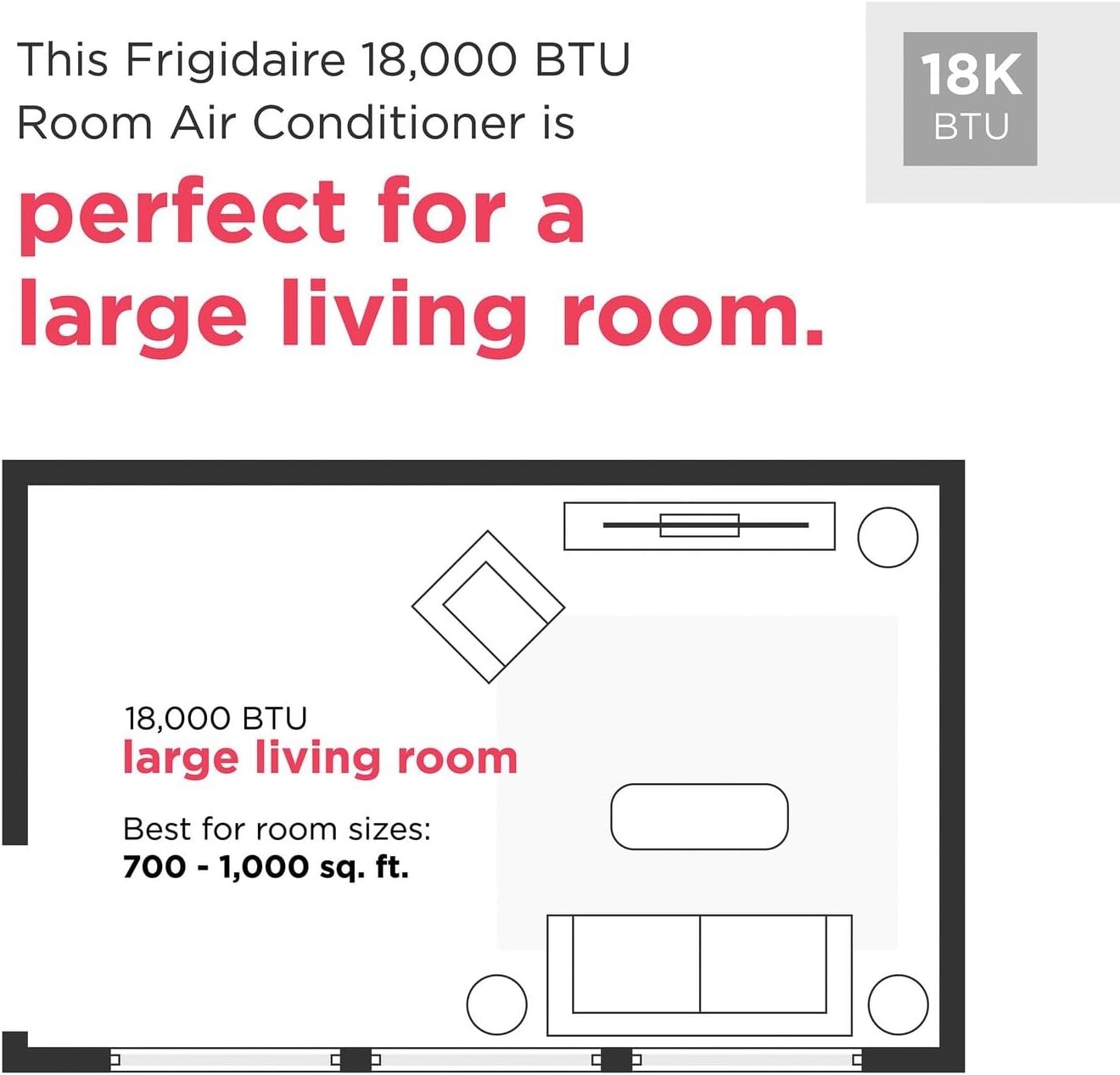 image:imageFrigidaire 230V 18000 BTU Smart Inverter Window Air Conditioner with 16000 BTU Heater Dehumidifier Fan WiFi amp Remote Control Quiet AC Unit for Home Heating amp Cooling Cools Up To 1000 Sq Ft