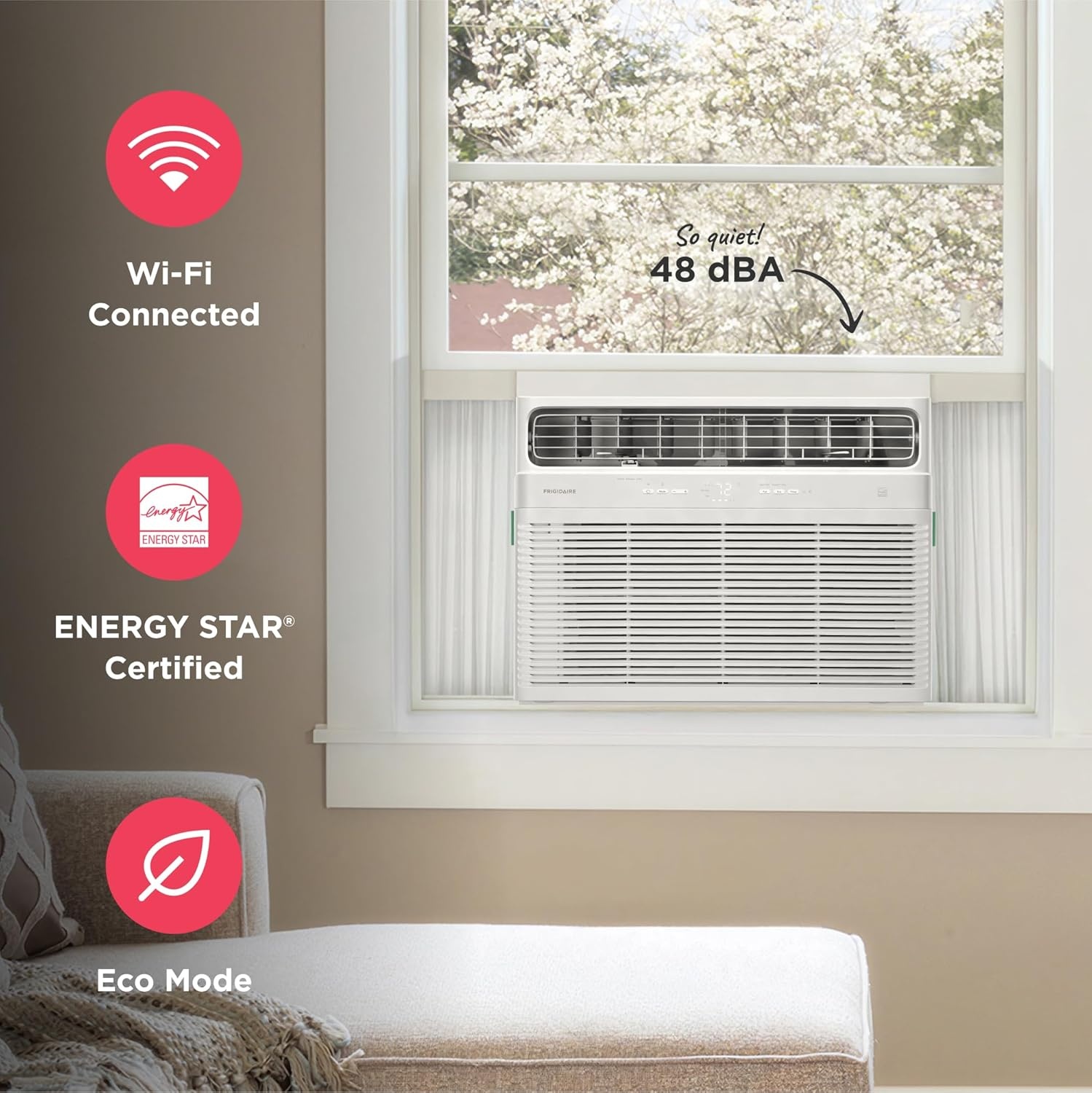 image:imageFrigidaire 24000 BTU Smart Inverter Window Air Conditioner with WiFi and Energy Star Certification Cools Up to 1020 Sq Ft Ultra Quiet Operation White