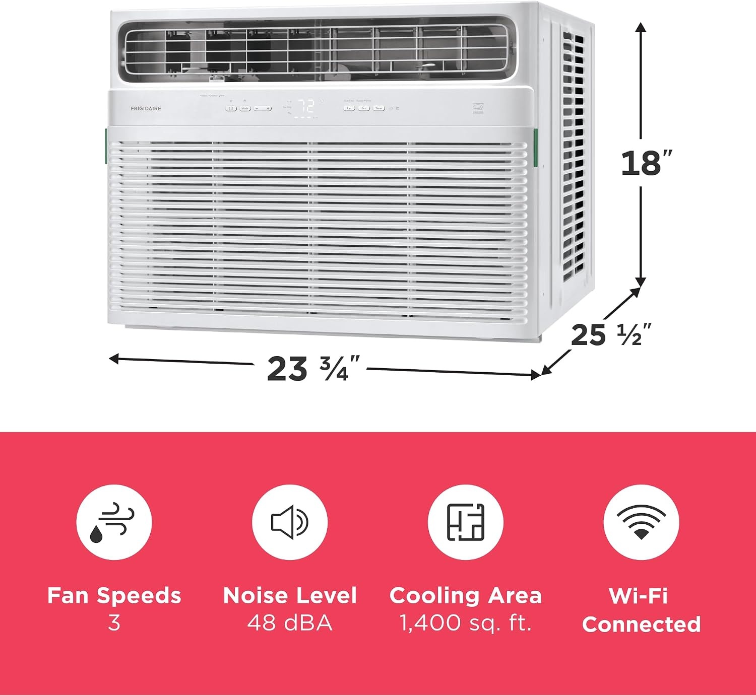 image:imageFrigidaire 24000 BTU Smart Inverter Window Air Conditioner with WiFi and Energy Star Certification Cools Up to 1020 Sq Ft Ultra Quiet Operation White