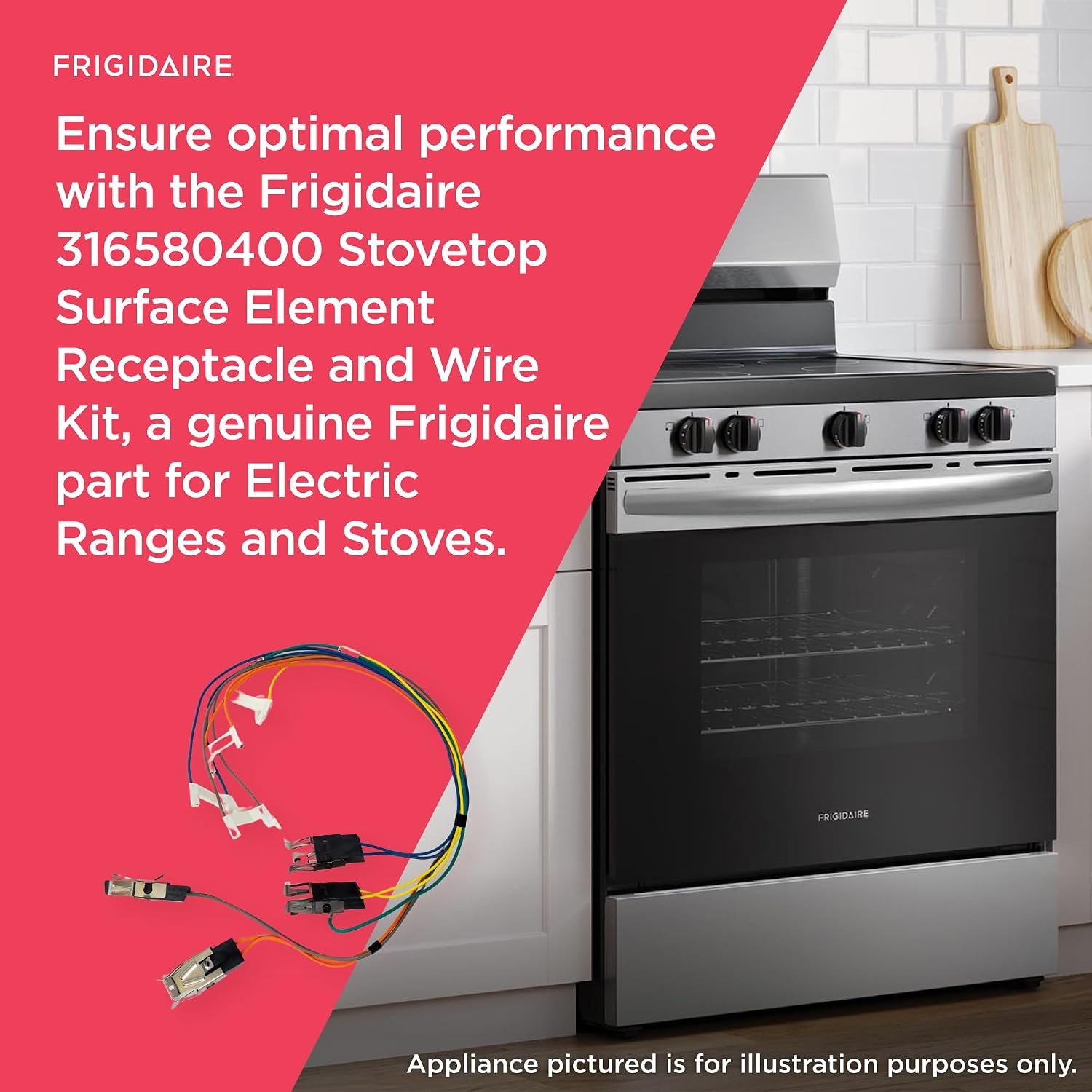 image:imageFrigidaire 316580400 Stovetop Surface Element Receptacle and Wire Kit for Electric Ranges and Stoves