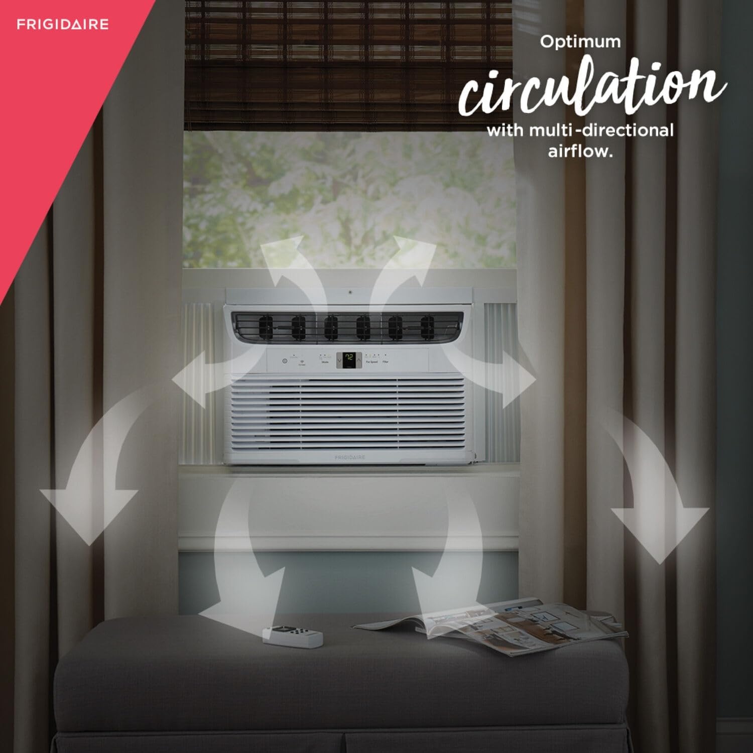 image:imageFrigidaire 6000 BTU Window Air Conditioner and Dehumidifier 115V Cools up to 250 Sq Ft for Apartment Dorm Room SmallMedium Rooms with Remote Control WhiteSmart White