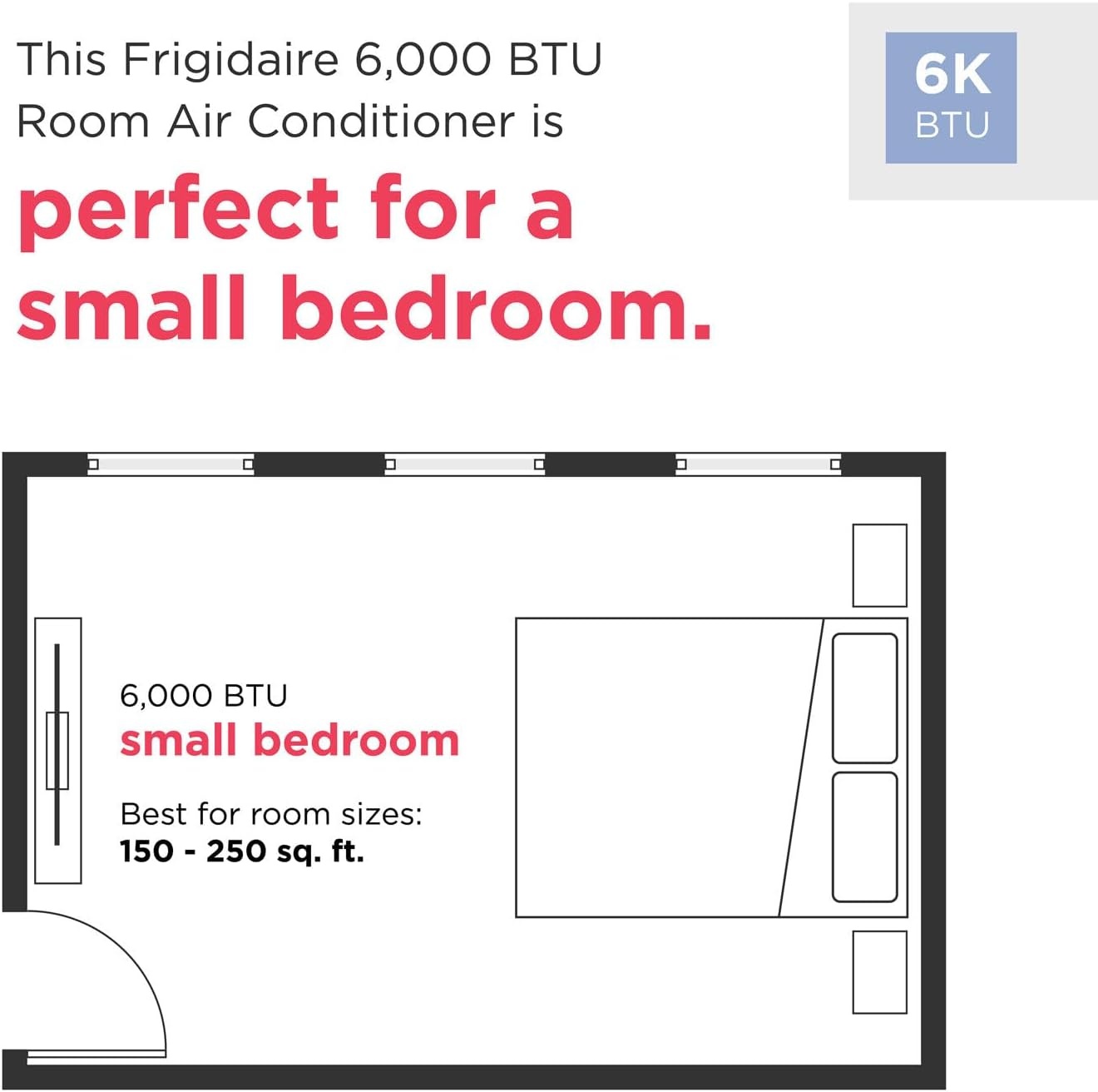 image:imageFrigidaire 6000 BTU Window Air Conditioner and Dehumidifier 115V Window AC Unit for Small Rooms up to 250 Sq Ft Apartment and Dorm Room with Remote Control in WhiteWhiteBlack