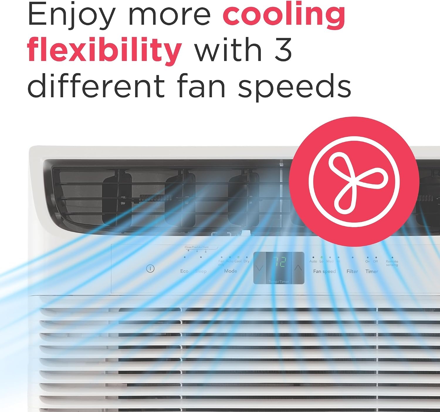 image:imageFrigidaire 6000 BTU Window Air Conditioner with Remote Control Cools Up to 250 Sq Ft Quiet Operation Eco Mode 3 Fan Speeds Auto Restart White10 000 BTU Electronic Controls