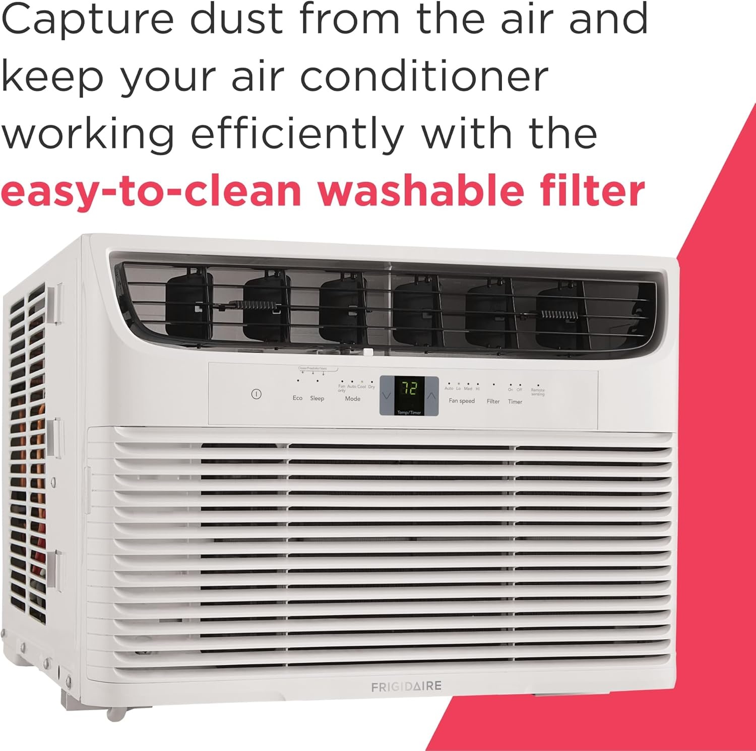 image:imageFrigidaire 6000 BTU Window Air Conditioner with Remote Control Cools Up to 250 Sq Ft Quiet Operation Eco Mode 3 Fan Speeds Auto Restart White10 000 BTU Electronic Controls