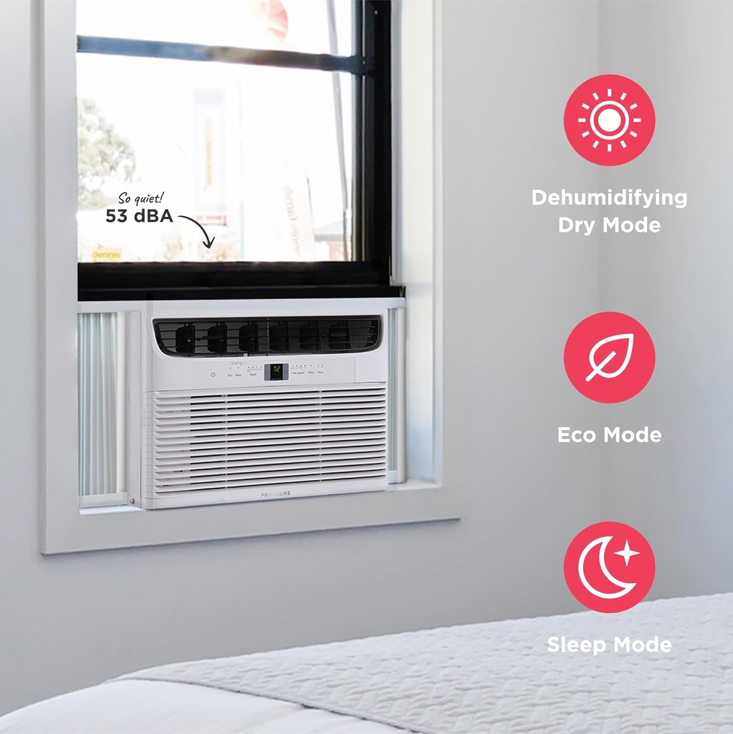 image:imageFrigidaire 6000 BTU Window Air Conditioner with Remote Control Cools Up to 250 Sq Ft Quiet Operation Eco Mode 3 Fan Speeds Auto Restart White10 000 BTU Electronic Controls