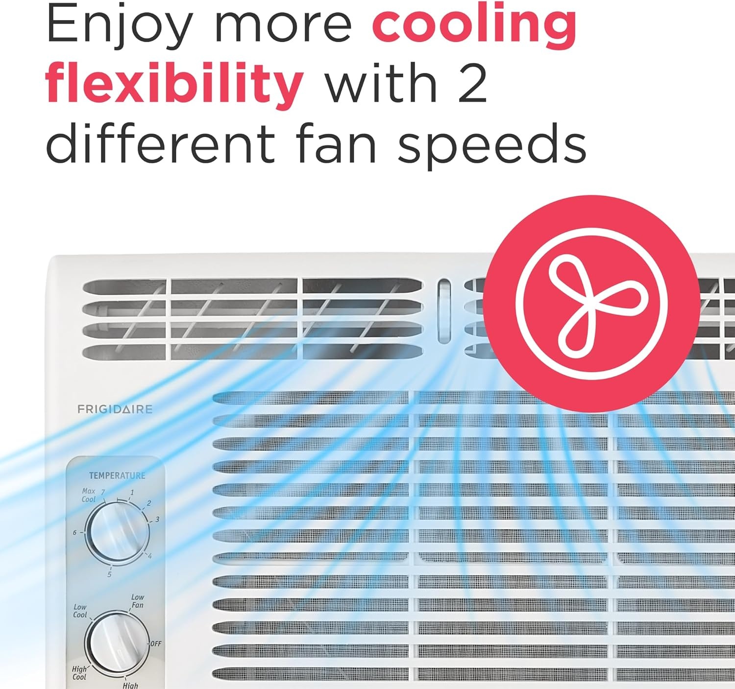 image:imageFrigidaire 6000 BTU Window Air Conditioner with Remote Control Cools Up to 250 Sq Ft Quiet Operation Eco Mode 3 Fan Speeds Auto Restart White5 000 BTU Mechanical Controls