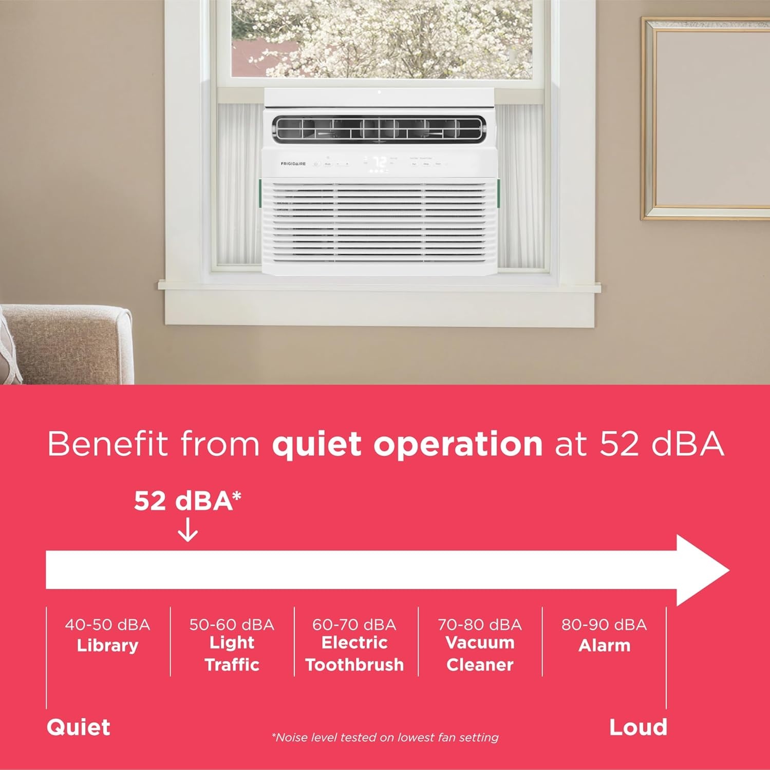image:imageFrigidaire 6000 BTU Window Air Conditioner with Remote Control Cools Up to 250 Sq Ft Quiet Operation Eco Mode 3 Fan Speeds Auto Restart White5 000 BTU Electronic Controls