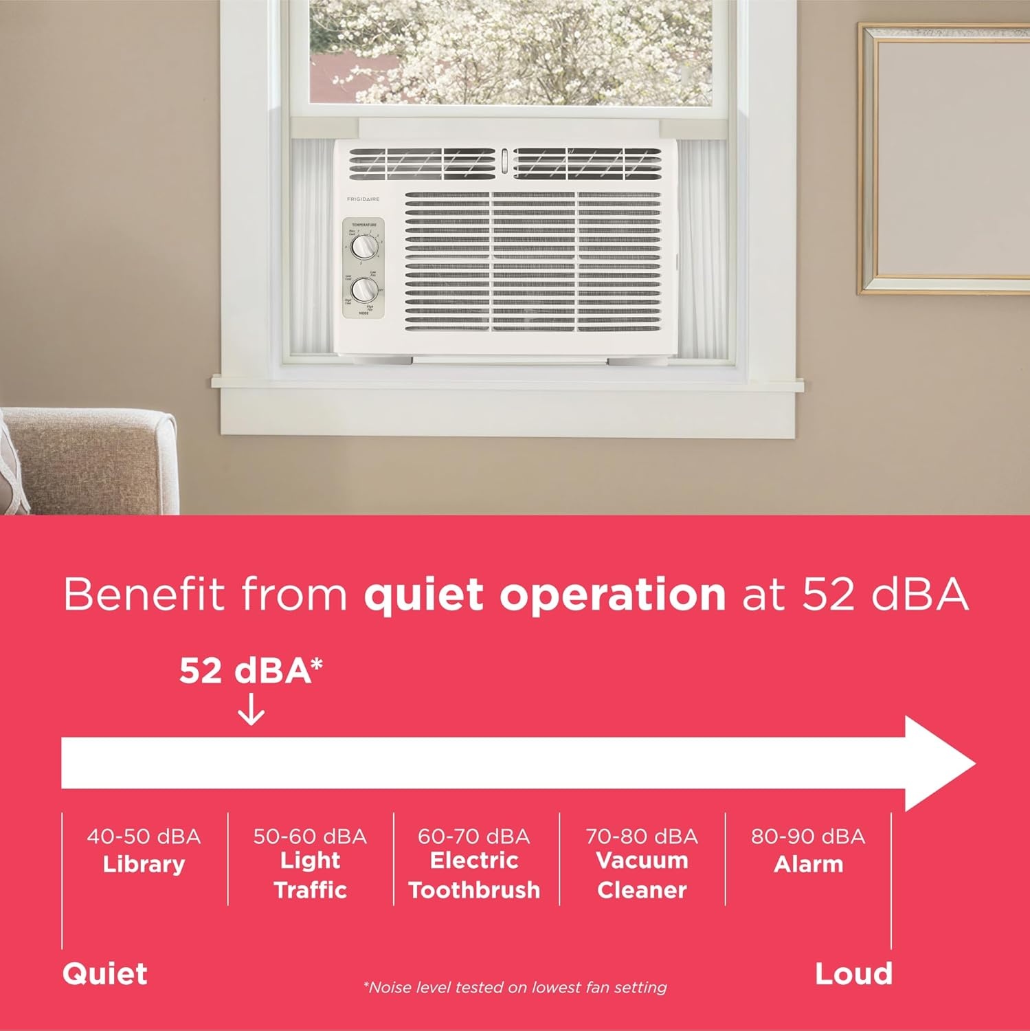image:imageFrigidaire 6000 BTU Window Air Conditioner with Remote Control Cools Up to 250 Sq Ft Quiet Operation Eco Mode 3 Fan Speeds Auto Restart White5 000 BTU Mechanical Controls
