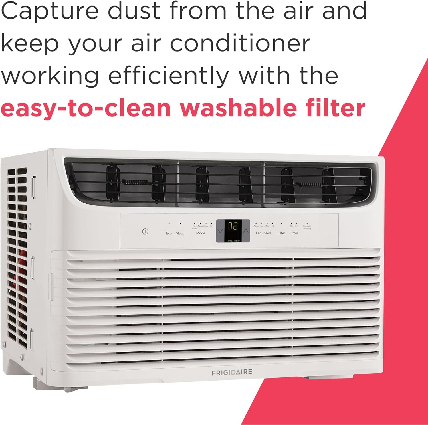 image:imageFrigidaire 6000 BTU Window Air Conditioner with Remote Control Cools Up to 250 Sq Ft Quiet Operation Eco Mode 3 Fan Speeds Auto Restart White6 000 BTU Electronic Controls