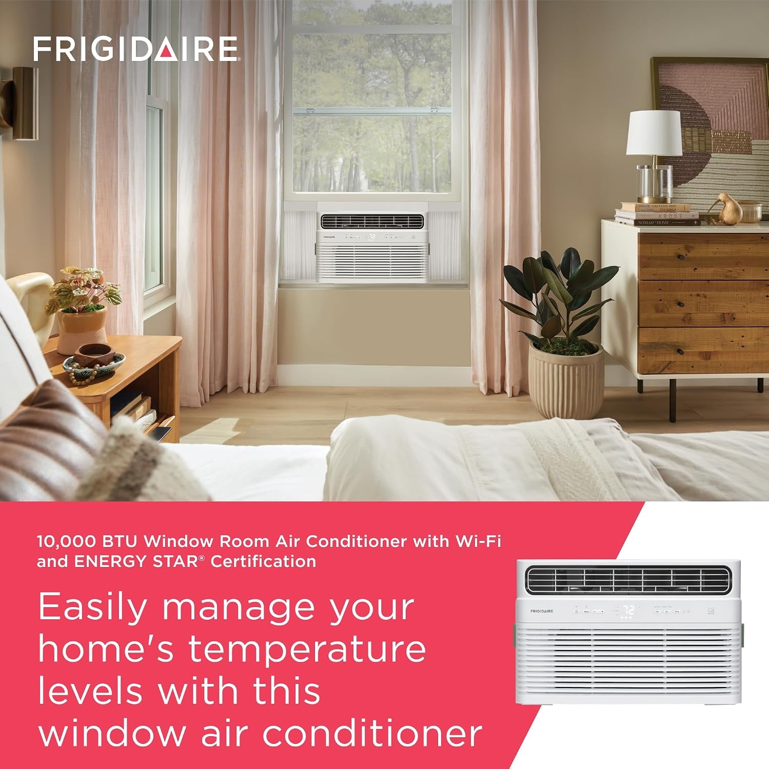 image:imageFrigidaire 8000 BTU Smart Inverter Window Air Conditioner with WiFi and Energy Star Certification Cools Up to 350 Sq Ft Ultra Quiet Operation White10 000 BTU