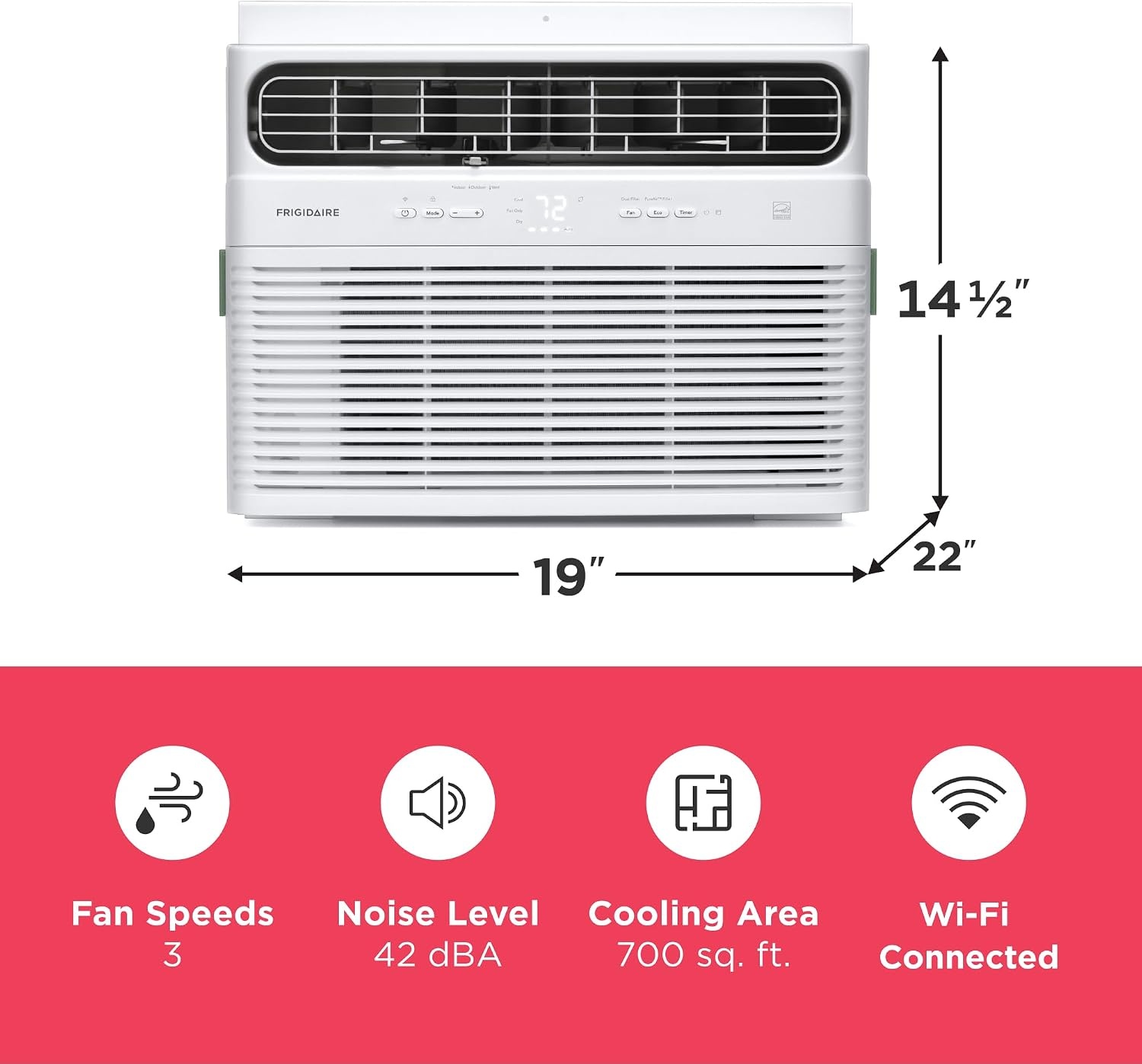 image:imageFrigidaire 8000 BTU Smart Inverter Window Air Conditioner with WiFi and Energy Star Certification Cools Up to 350 Sq Ft Ultra Quiet Operation White14 000 BTU