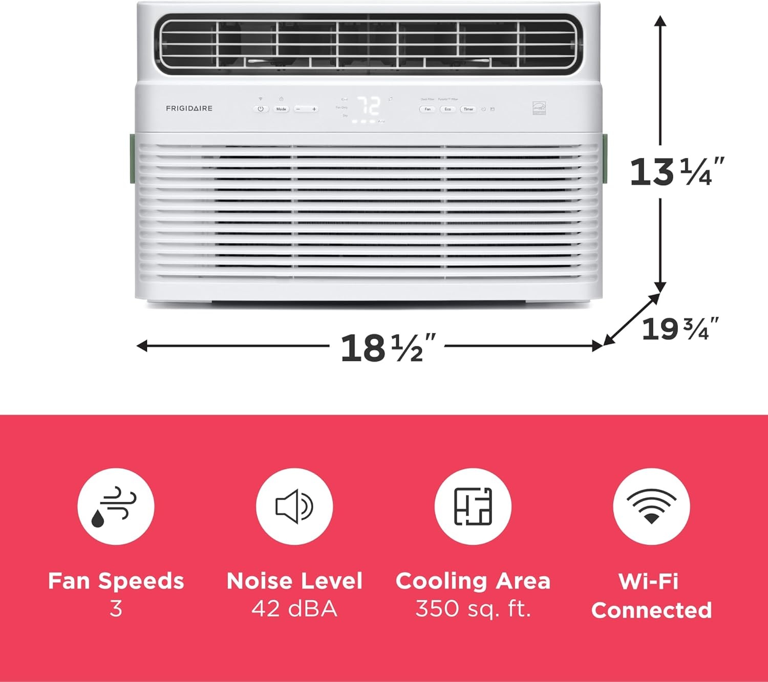 image:imageFrigidaire 8000 BTU Smart Inverter Window Air Conditioner with WiFi and Energy Star Certification Cools Up to 350 Sq Ft Ultra Quiet Operation White8 000 BTU